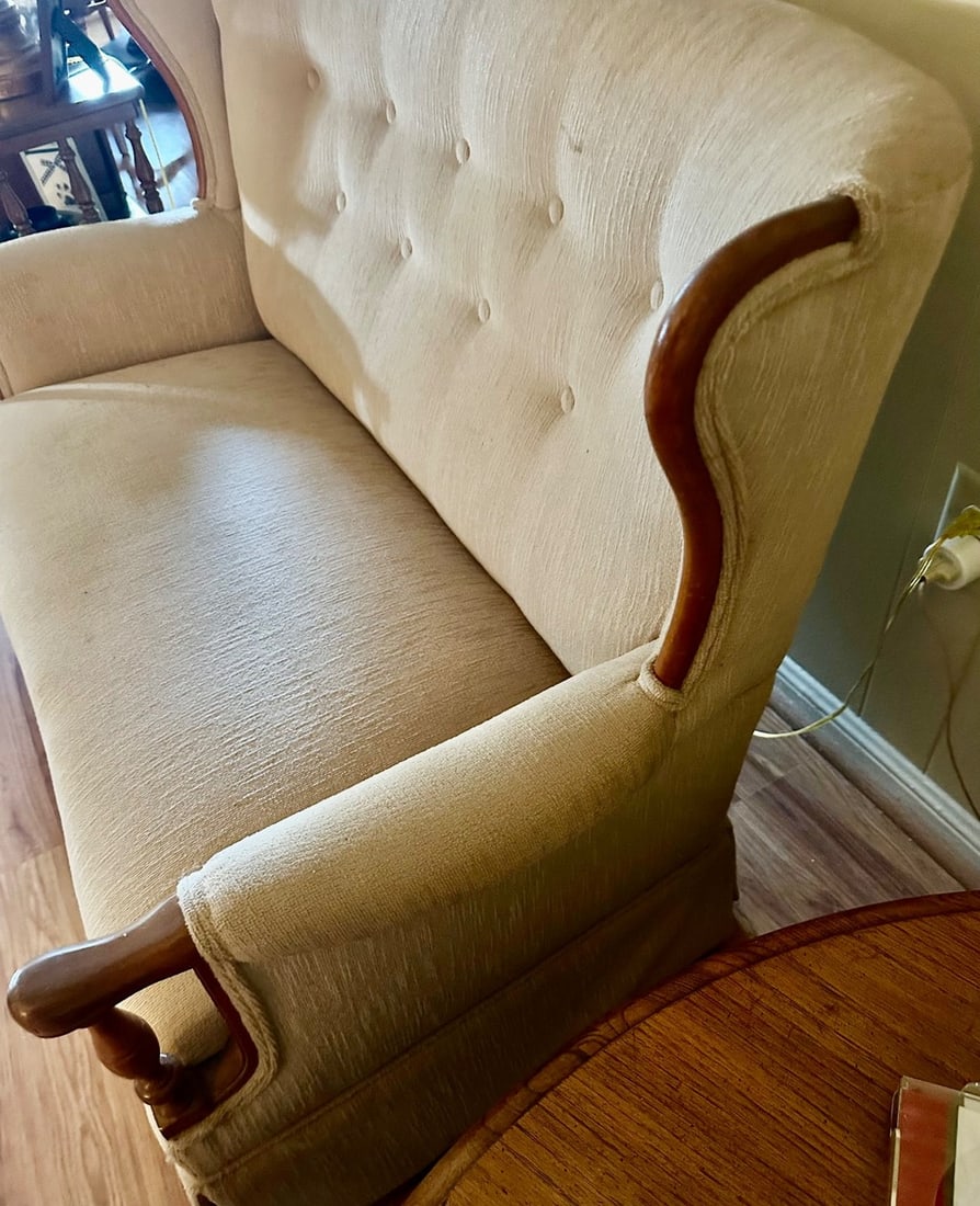 Vintage Style Rocker Loveseat with Tufted Back and Exposed Wood Frame - 2