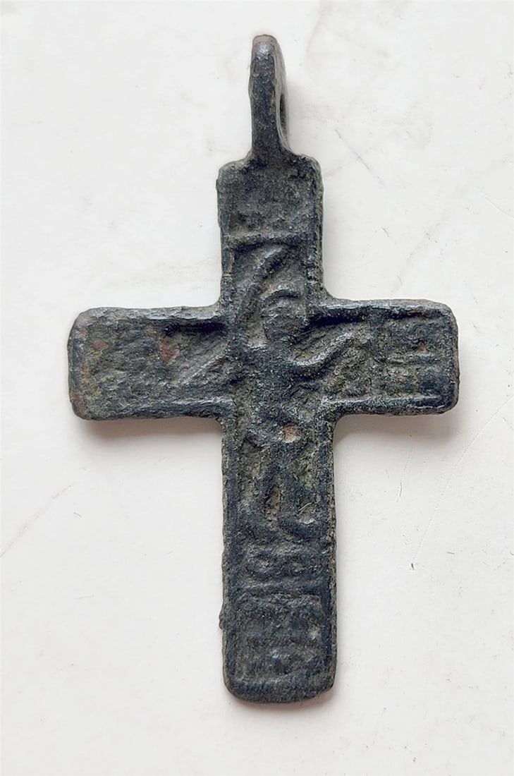 12th-13th CENTURY RUSSIAN Pre-MONGOLIAN orthodox icon NECK CROSS w/ST.NIKITA: Wear, visible on the photos Size: 3/4 by 1 1/3 inches Reserve: $150.50 Shipping: Domestic: Flat-rate of $25.00 to anywhere within the contiguous U.S. International: Foreign shipping rates are