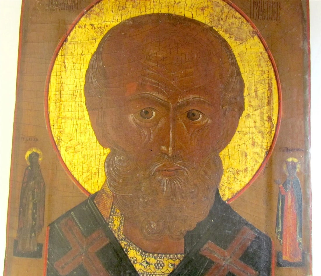 18th CENTURY RUSSIAN ICON of ST. NICHOLAS ANTIQUE MUSEUM QUALITY - 7