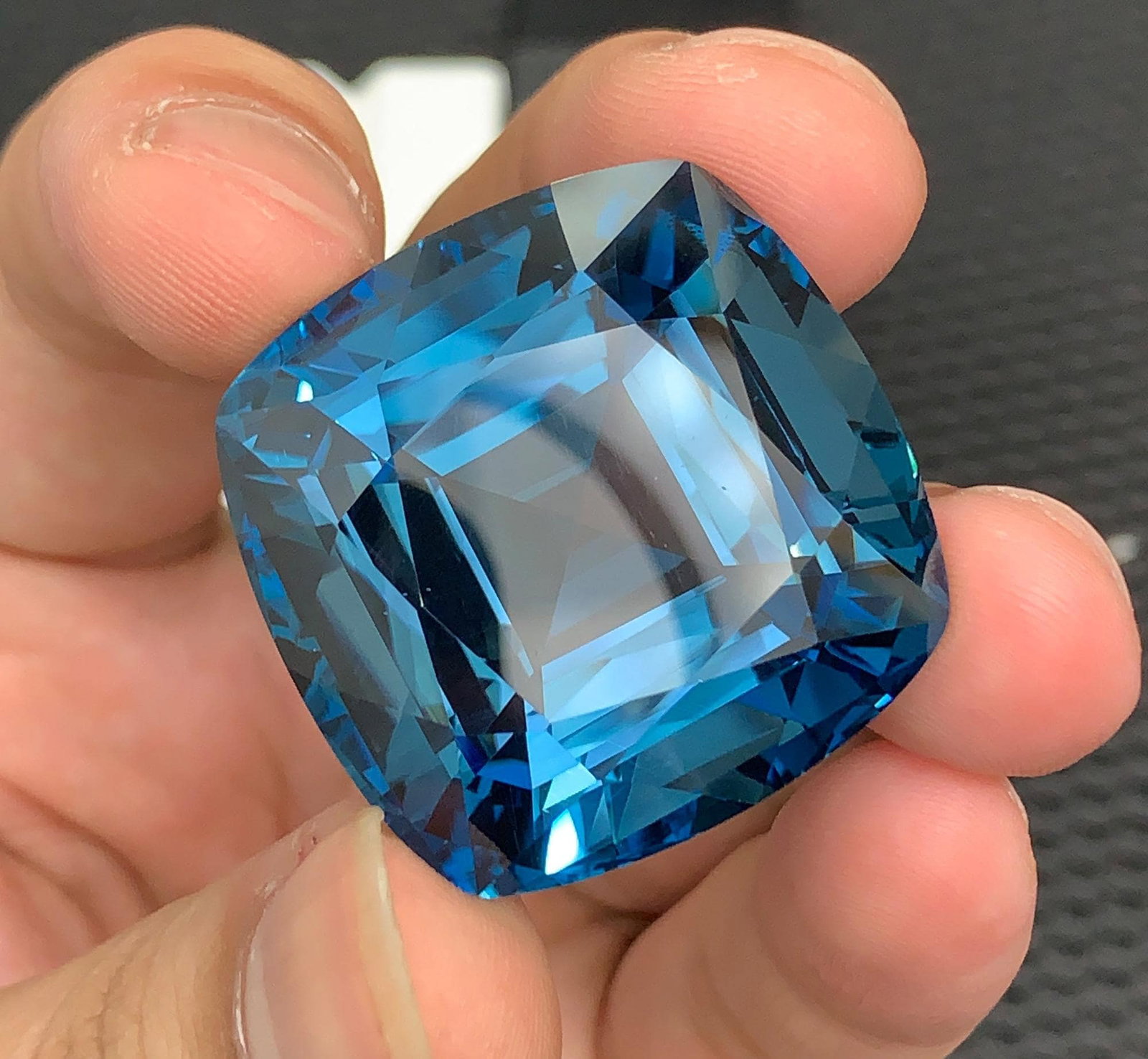 Certified Natural London Blue Topaz Gemstone: 169.29 Ct Cushion Cut Brazil Collector Stone - 7