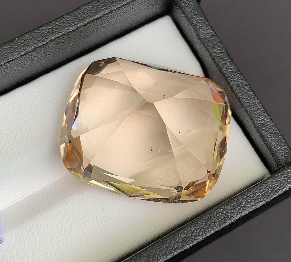 Natural Imperial Topaz Gemstone: Golden Cushion Cut, 75.60 Carats - 2