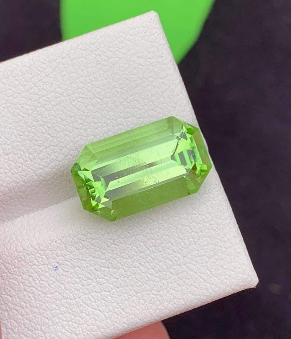 Natural Peridot Gemstones, Top Color Emerald Cut Peridot Loose Gemstone From Pakistan, August - 2