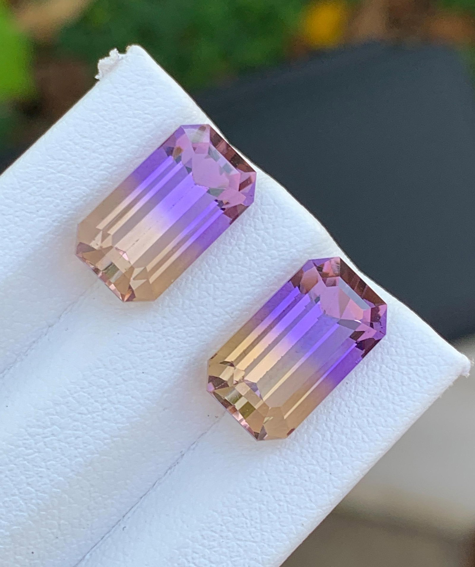 Bolivian Ametrine Gemstone Pair 11.70 Ct Brazil Natural Purple Yellow Loose Gems: Highlights Supplies for making crafts Materials: Gemstone: Ametrine Carat weight: 11.70 Presenting a beautiful natural Ametrine gemstone pair with a total weight of 11.70 carats, sourced from the