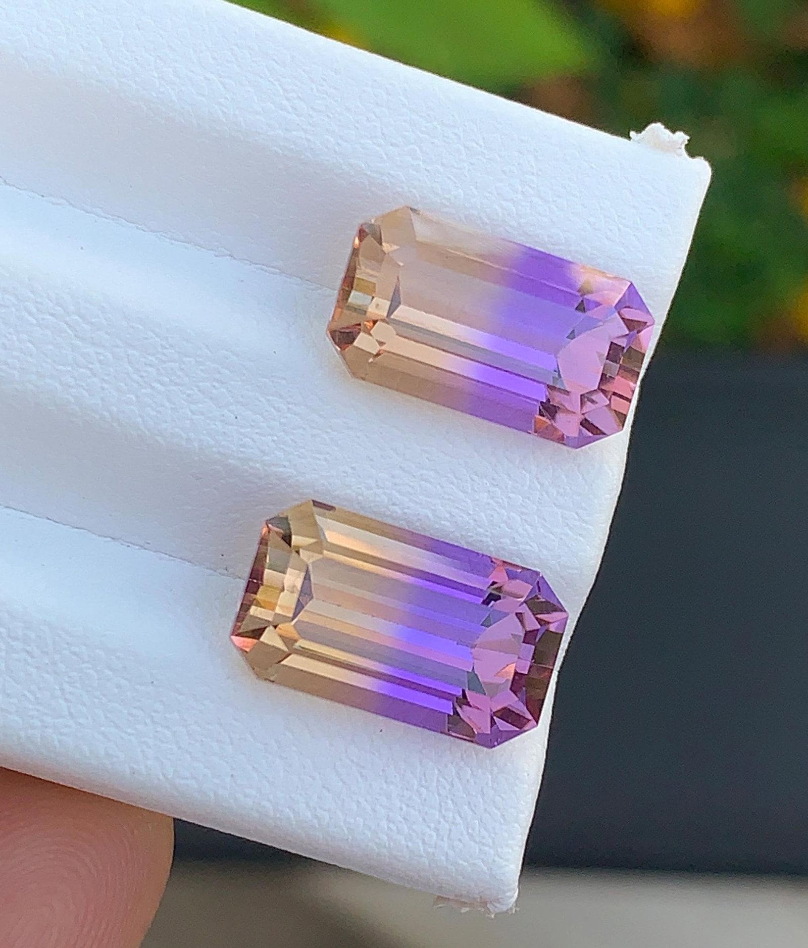 Bolivian Ametrine Gemstone Pair 11.70 Ct Brazil Natural Purple Yellow Loose Gems - 3