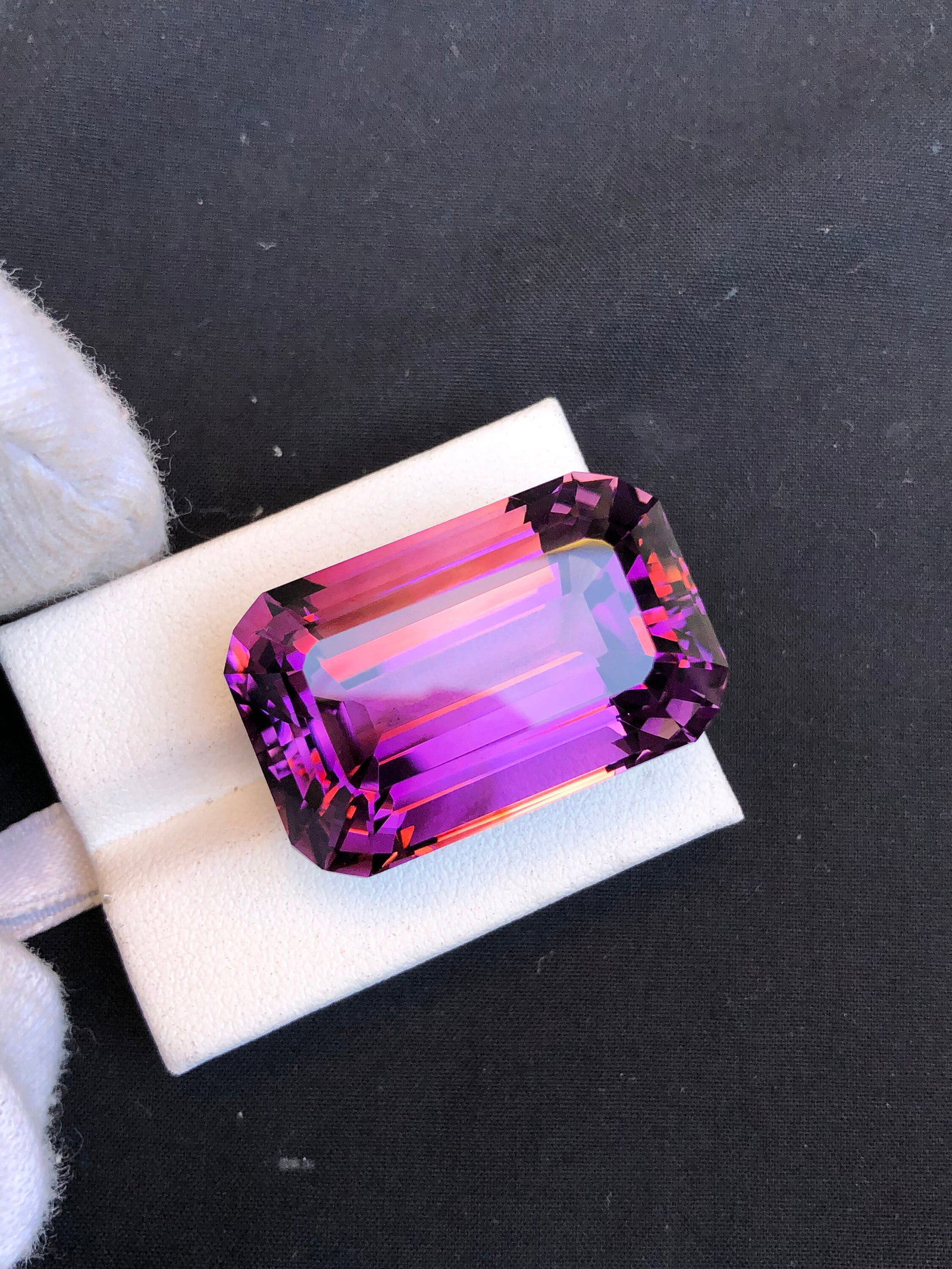 68.60 CT Emerald Cut Amethyst Gemstone: Deep Purple February Birthstone: 68.60 CT, Amethyst Gemstone, Natural Amethyst, Deep Purple Color, Emerald Cut, Loose Amethyst Cut Stone, Collection Amethyst, Birthstone Gem Weight : 68.60 Carats . Dimensions : 30*20*17. Color : Purp