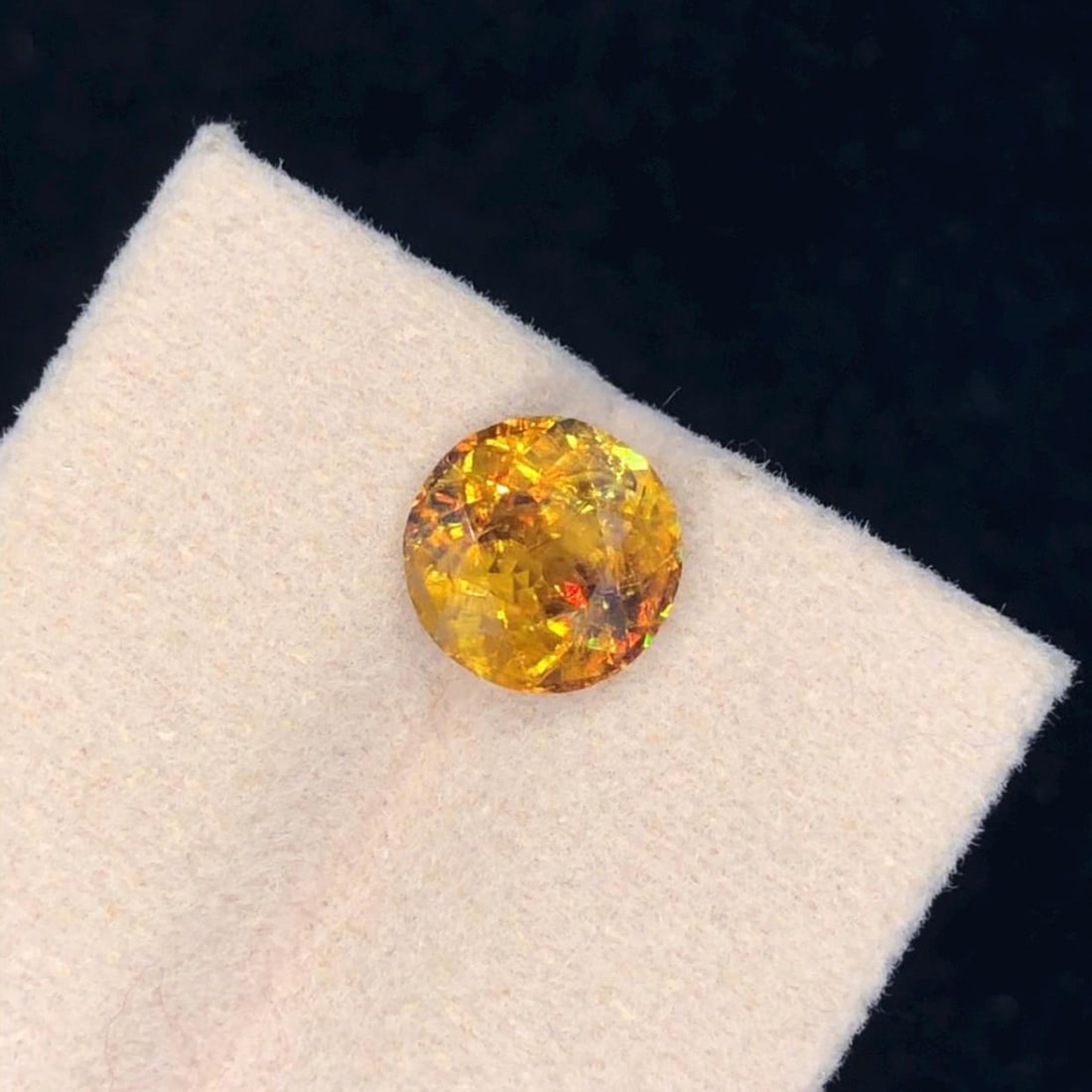 Round Sphene Gemstone: Faceted Titanite, Intense Sparkle (2.715 CT) - 6