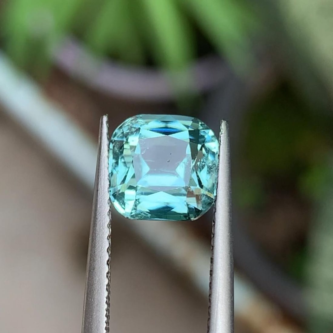 Natural Aqua Green Tourmaline Gemstone Cushion Cut For Ring Making From Afghanistan - 2.230 Carat - 2