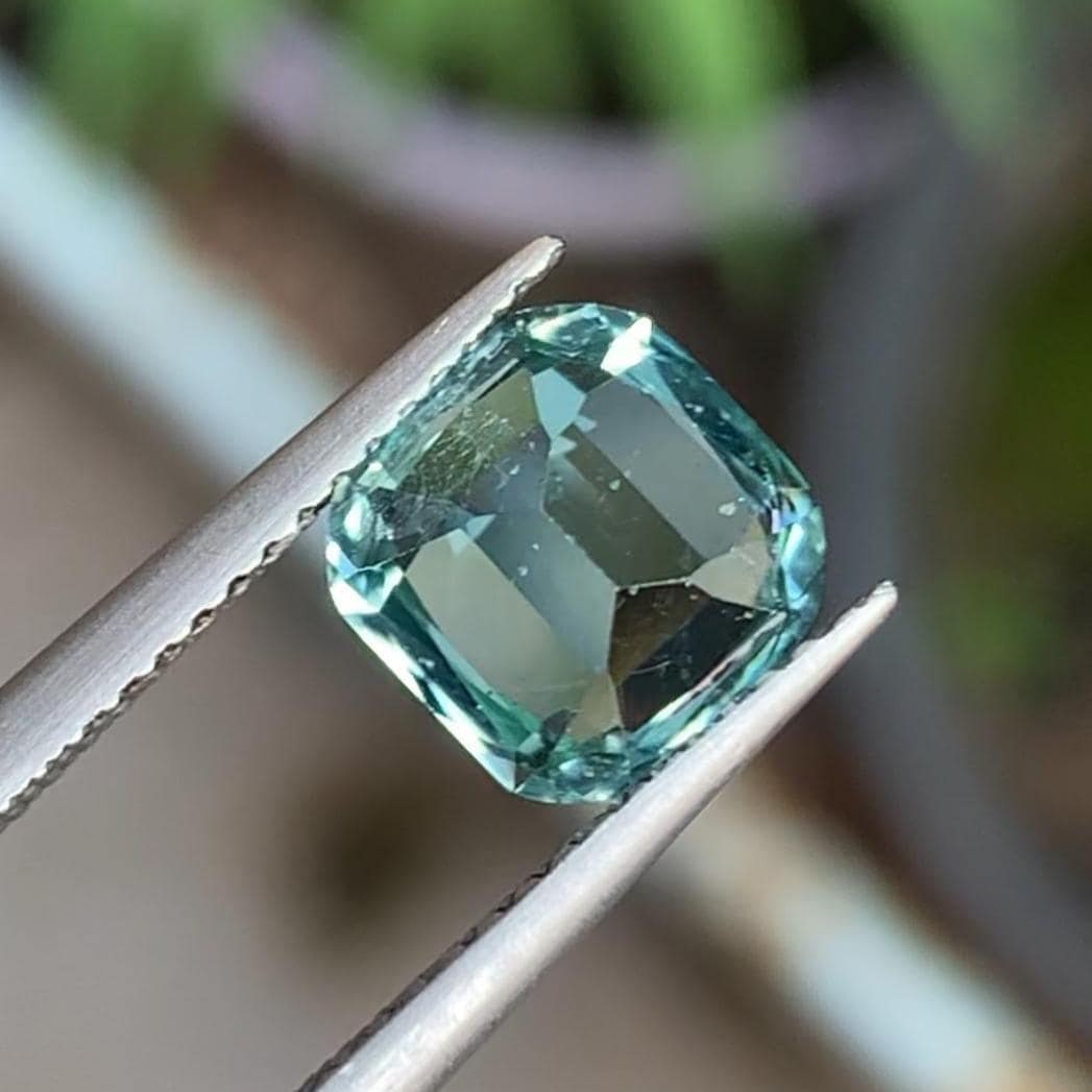 Natural Aqua Green Tourmaline Gemstone Cushion Cut For Ring Making From Afghanistan - 2.230 Carat - 3