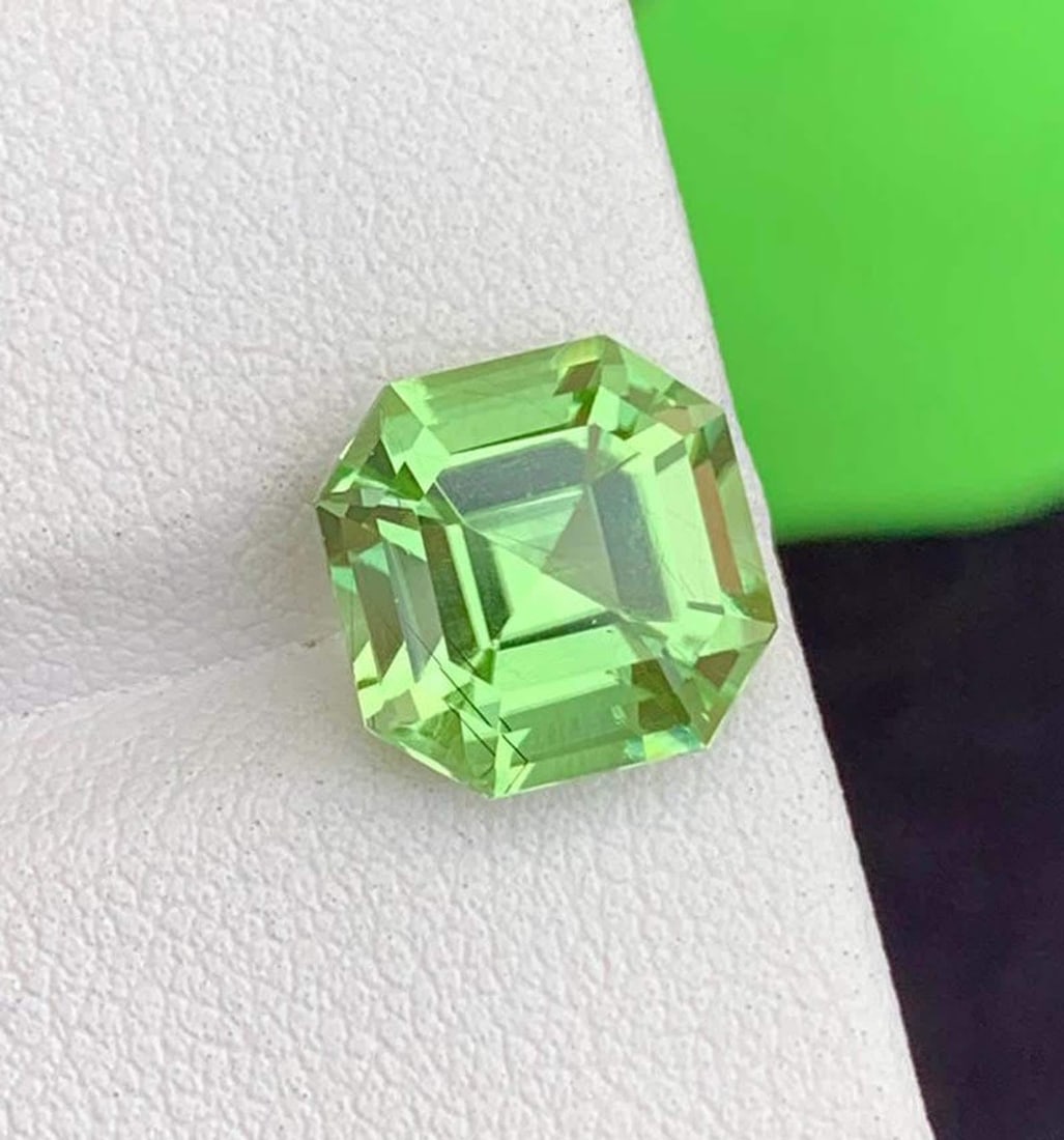 Natural Rutile Peridot Gemstones, Fancy Asscher Cut Peridot Loose Gemstone From Pakistan, August - 2
