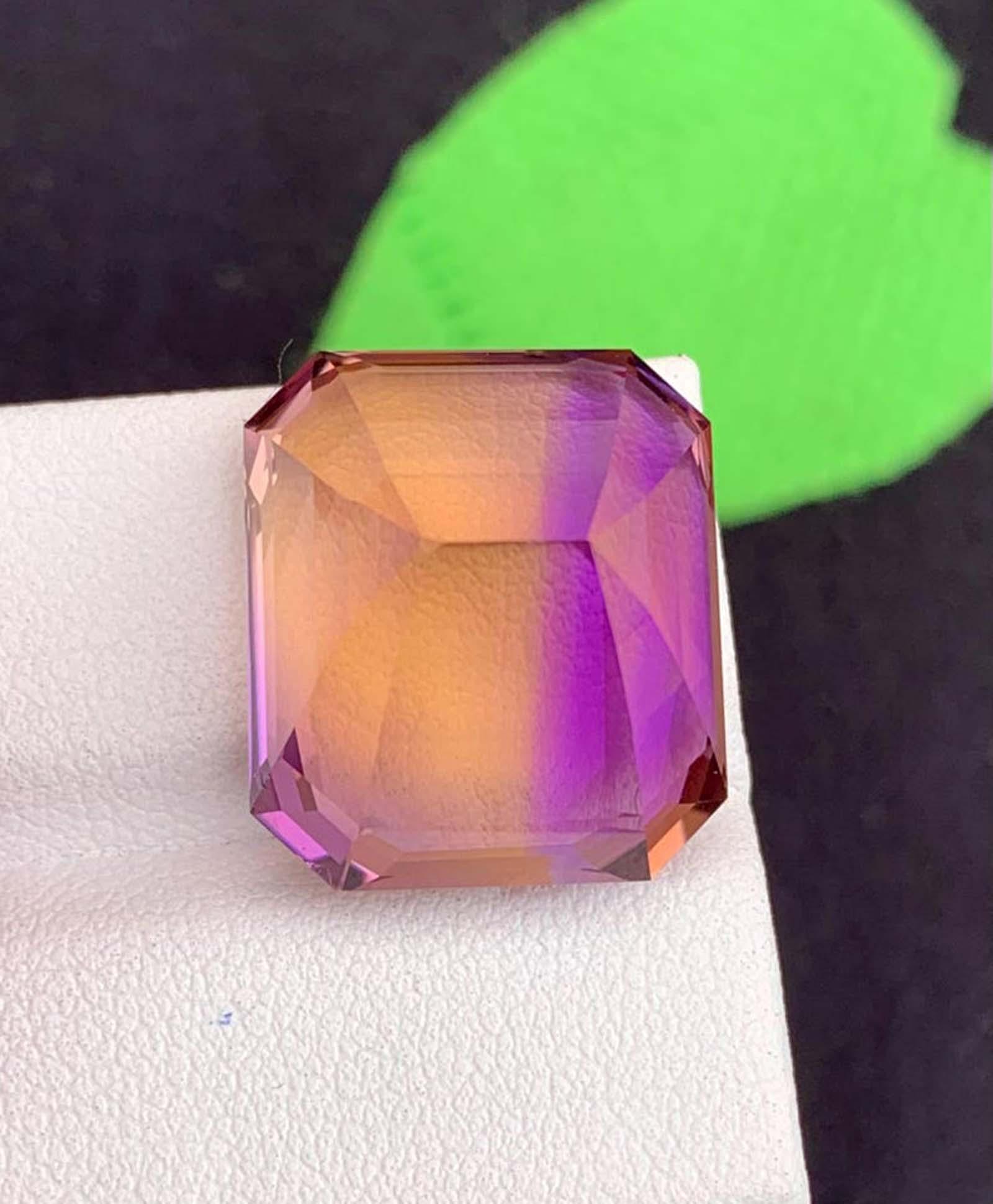 Emerald Cut Ametrine Gemstone: 32.63 Carats, Royal Purple & Golden - 2
