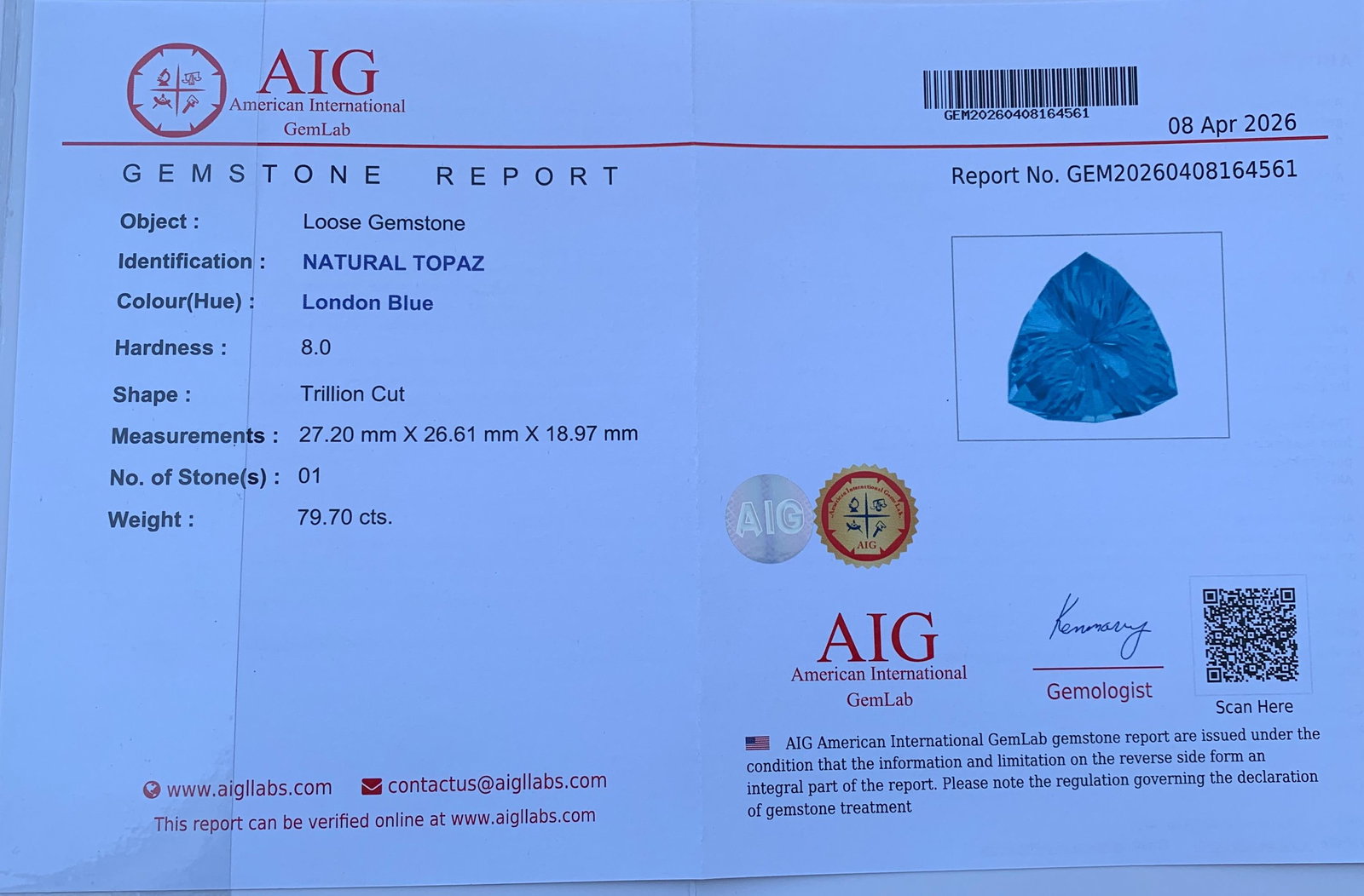 Certified Natural London Blue Topaz Gemstone, 79.70 Ct Brazil Collector Stone - 2