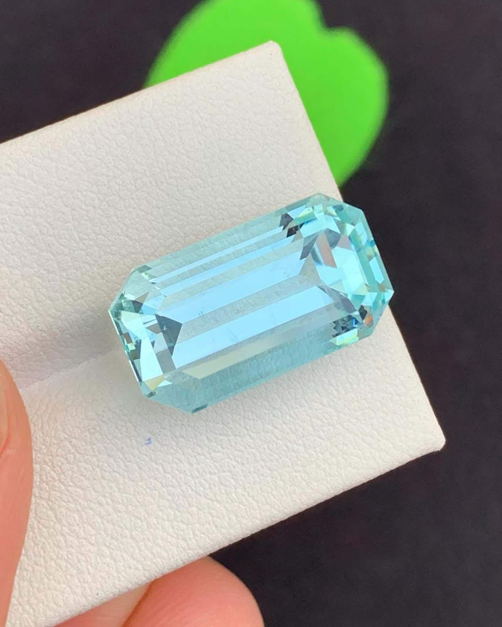 Emerald Cut Aquamarine Gemstone: 14.54 Carats, March Birthstone - 3