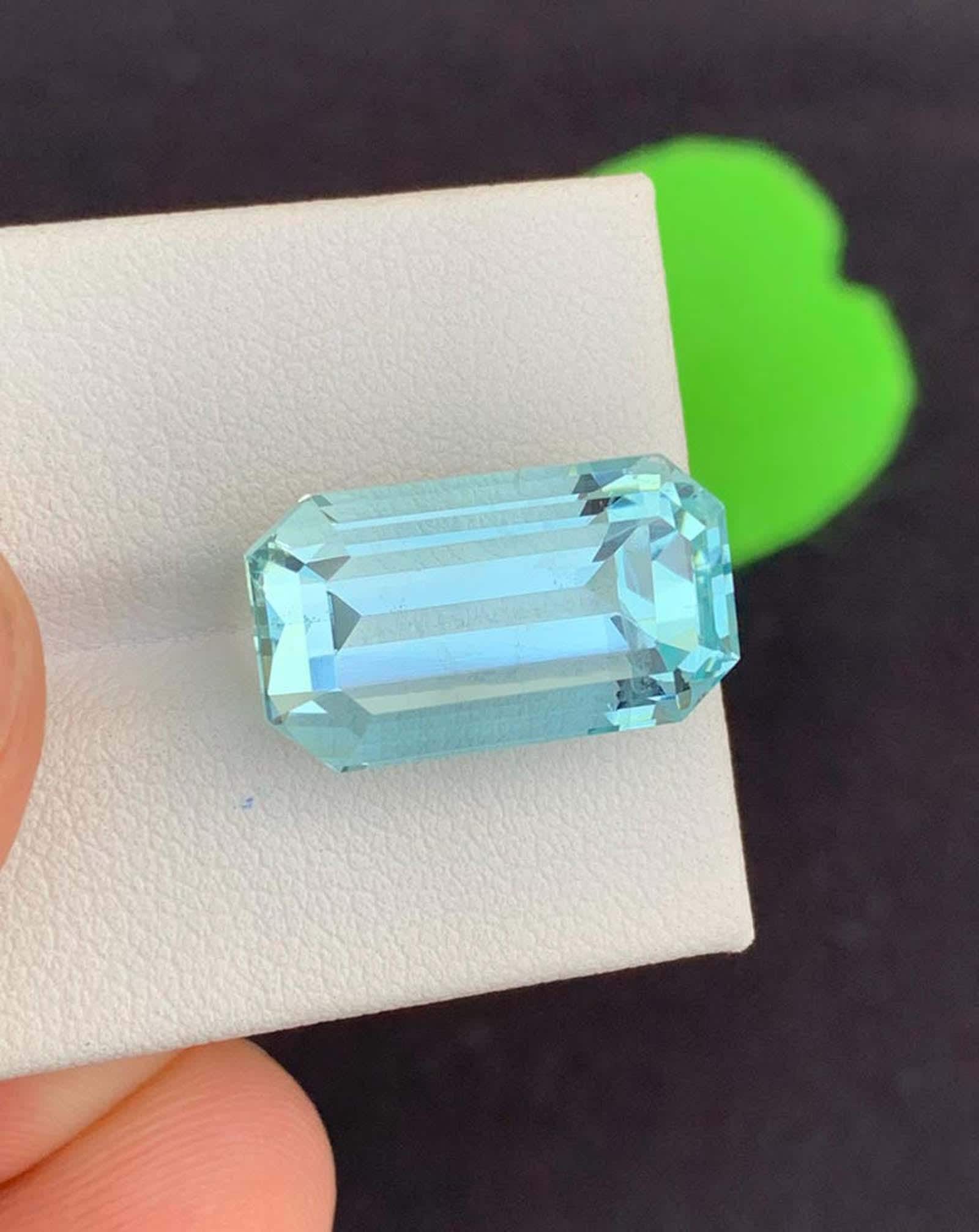 Emerald Cut Aquamarine Gemstone: 14.54 Carats, March Birthstone - 6