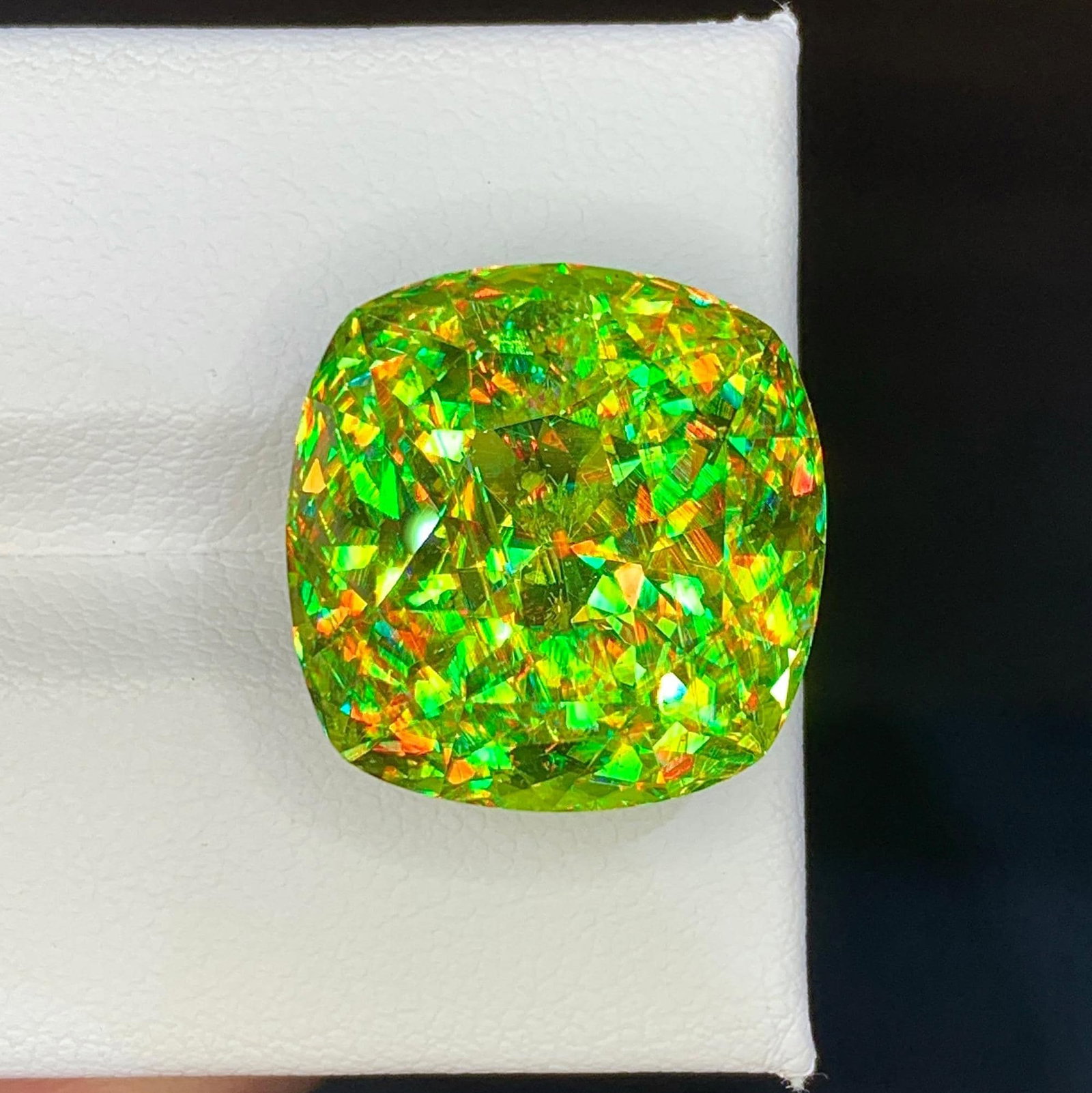 Natural Madagascar Sphene (Titanite) 26.29 Carat - Cushion Cut Rainbow Fire Loose Gemstone - 4