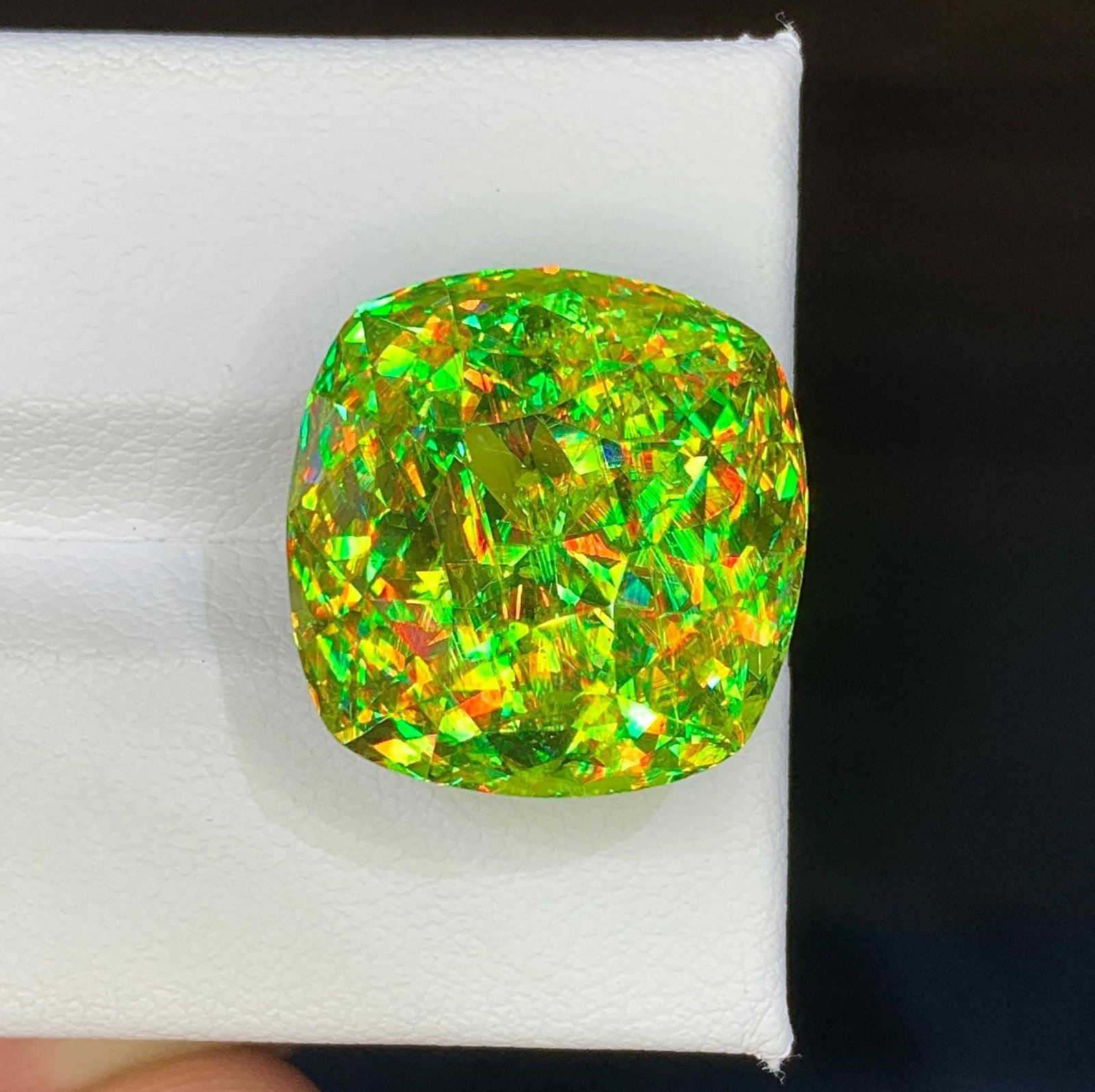 Natural Madagascar Sphene (Titanite) 26.29 Carat - Cushion Cut Rainbow Fire Loose Gemstone - 5