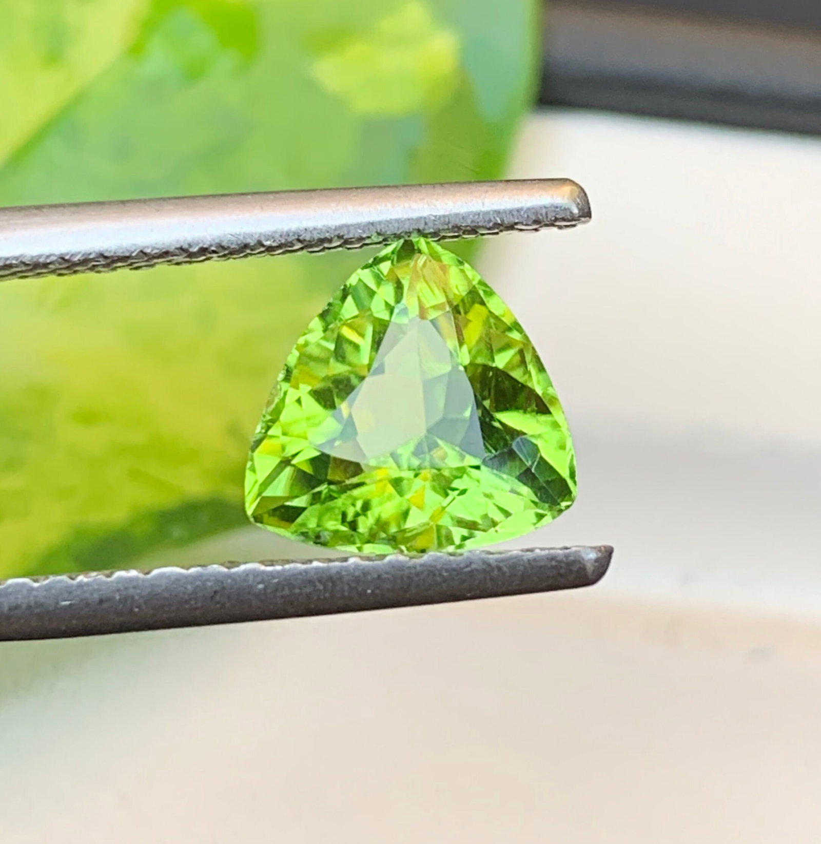 Natural Green Peridot Gemstone: Trillion Cut, 2.25 Carats - 2