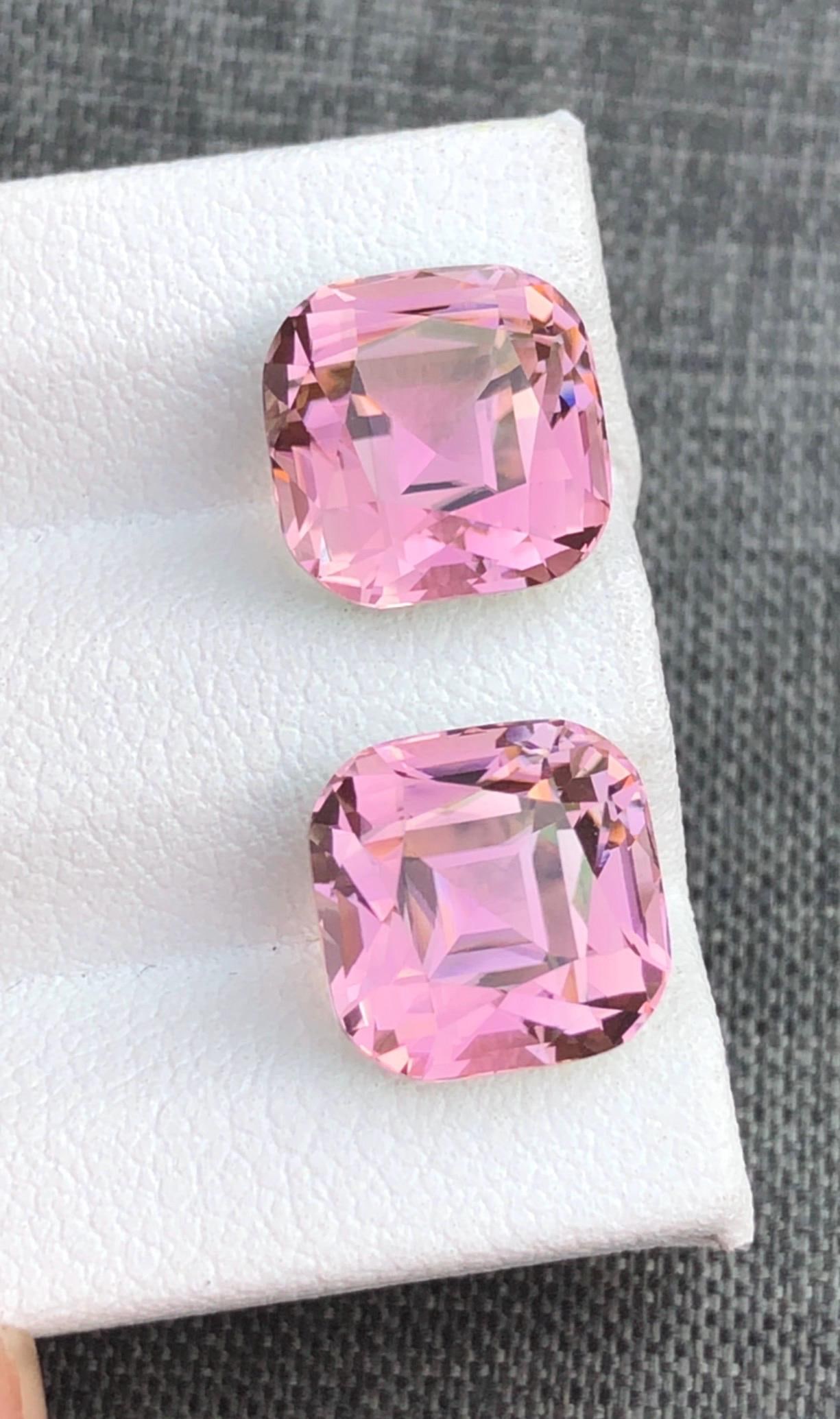 10.135 Carat Sweet Pink Tourmaline Gemstone Pair Earrings Jewelry Making Stone (1 of 12)