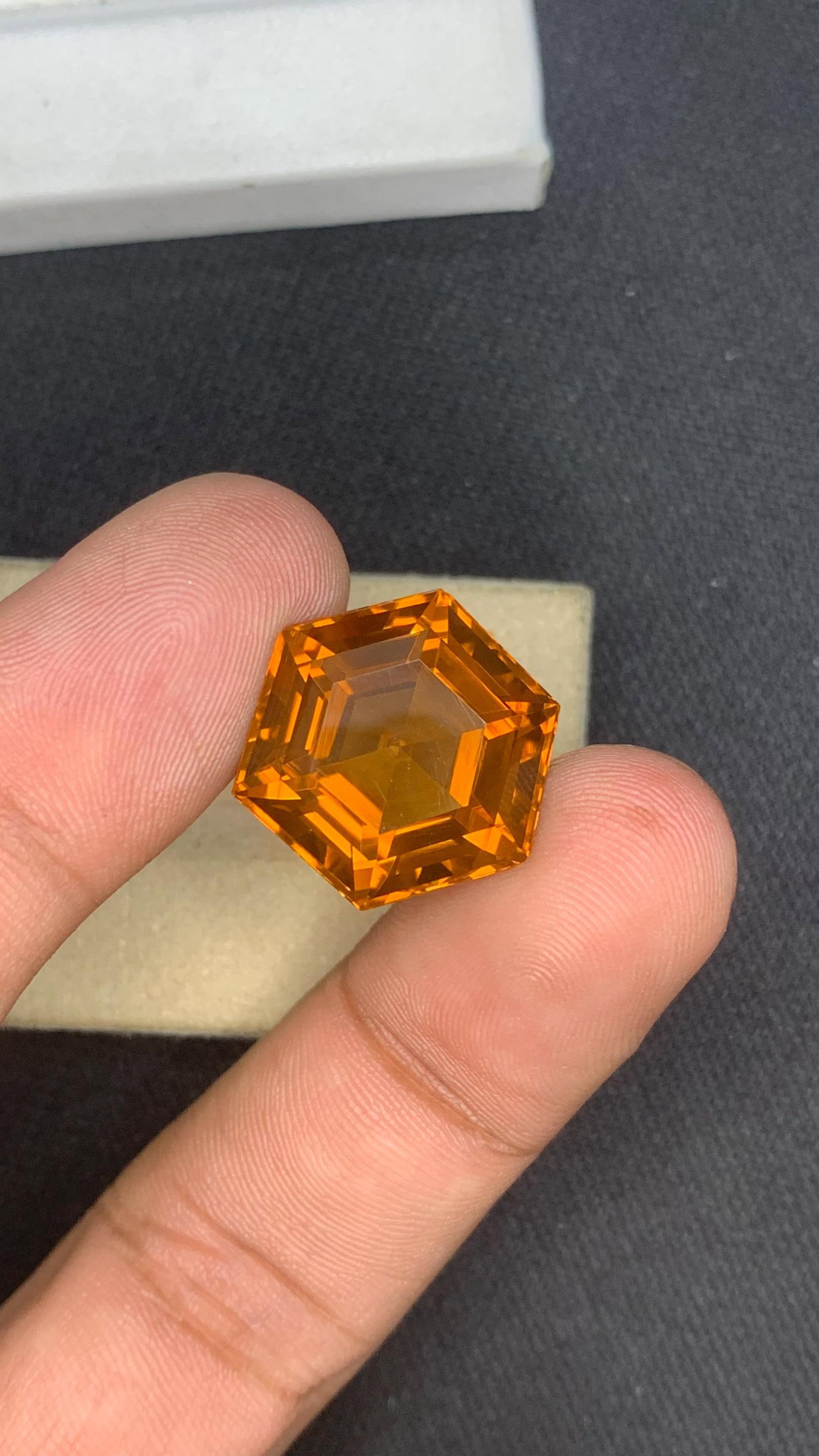 Honey Brown Citrine Hexagon Cut Orange Gemstone for Custom Jewelry - 19.40 Carat - 6