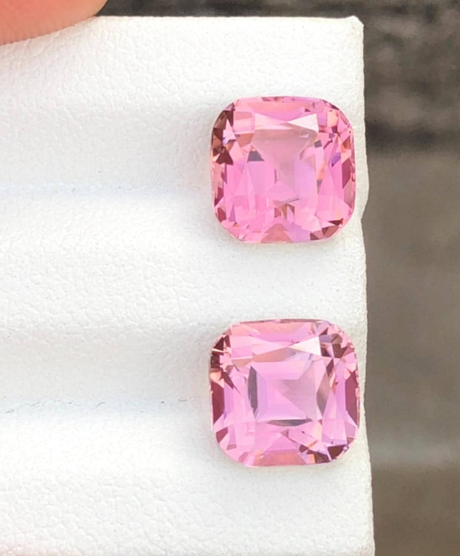 7.30 Carat Sweet Pink Tourmaline Gemstone Pair Earrings Jewelry Making Stone (1 of 5)