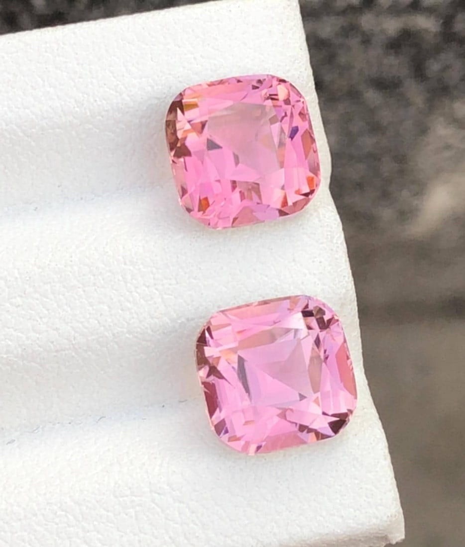 7.30 Carat Sweet Pink Tourmaline Gemstone Pair Earrings Jewelry Making Stone - 3