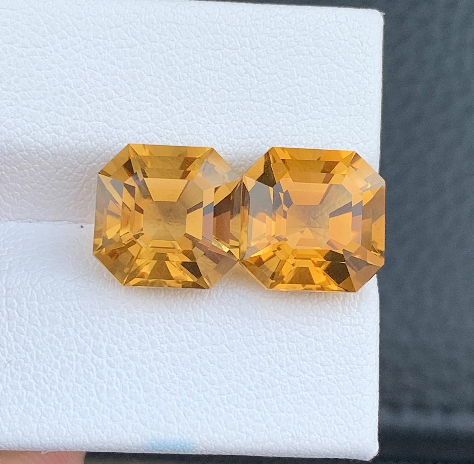 Natural Citrine Pair Loose Gemstone: 10.80 Carat Asscher Cut For Jewelry - 3