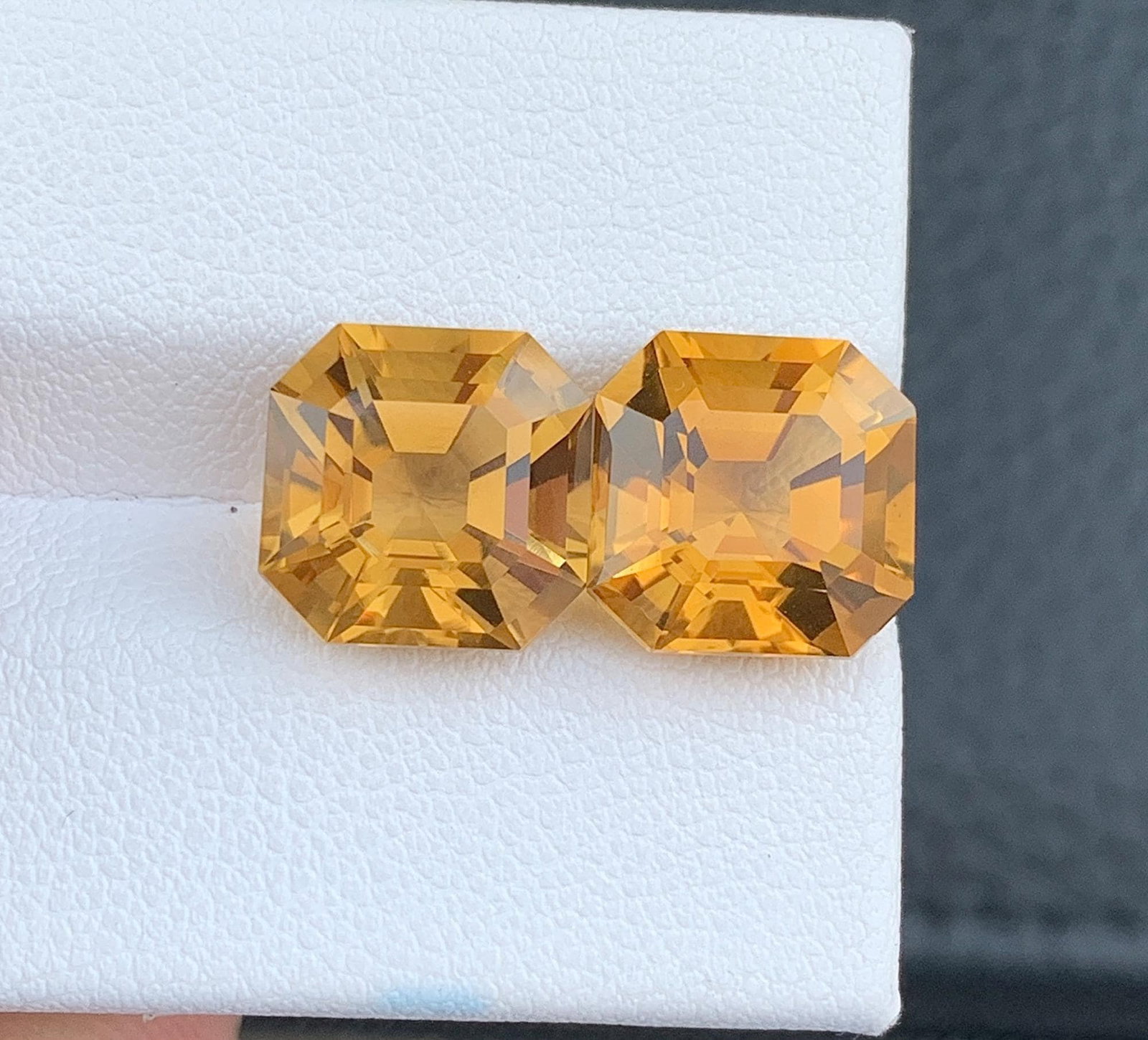 Natural Citrine Pair Loose Gemstone: 10.80 Carat Asscher Cut For Jewelry - 4