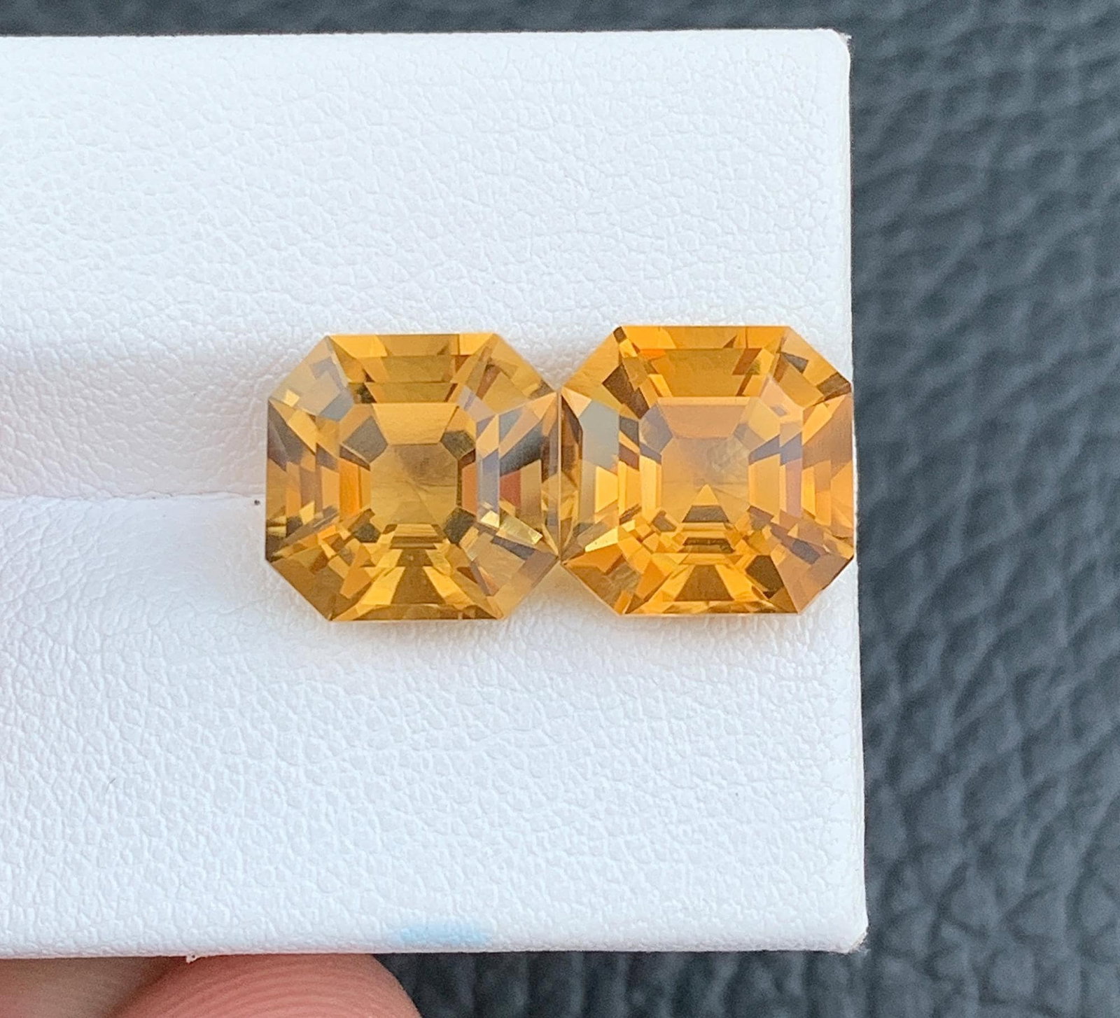 Natural Citrine Pair Loose Gemstone: 10.80 Carat Asscher Cut For Jewelry - 6