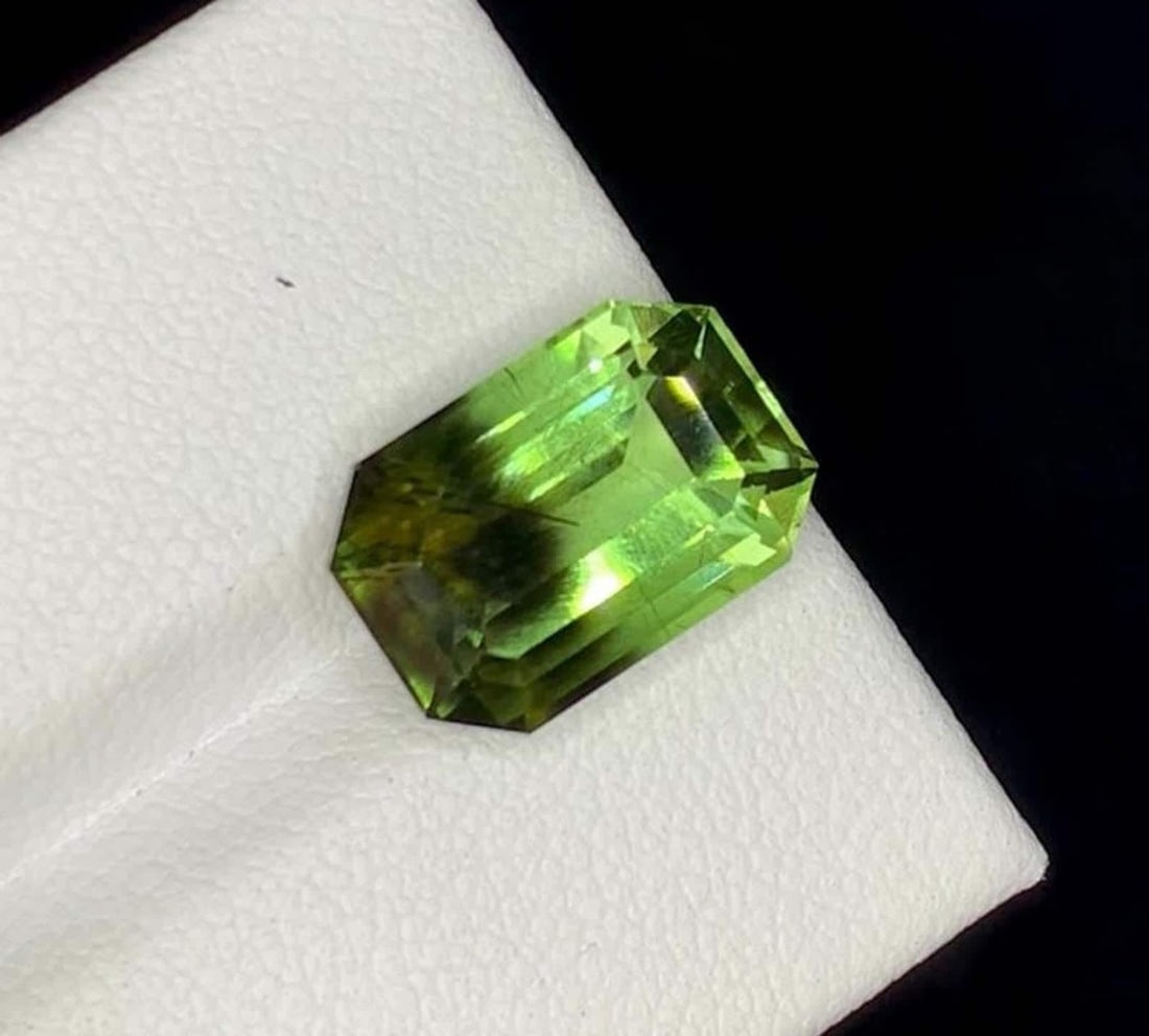 Emerald Cut Bi-Color Peridot Gemstone: August Birthstone from Pakistan - 2