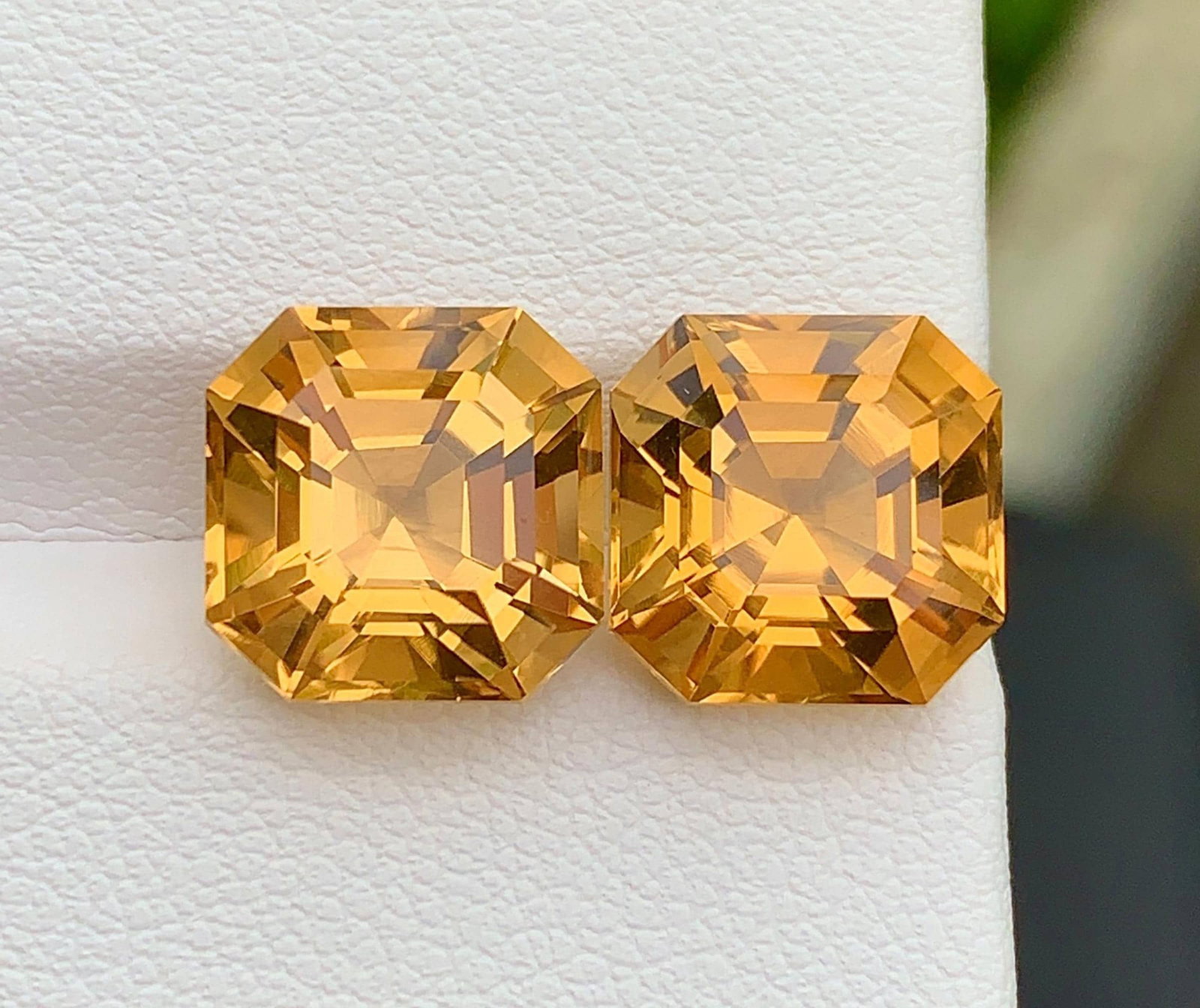 Natural Yellow Citrine Pair Gemstone 10.50 Carat - Golden Yellow Loose Citrine for Ring Pendant: Brighten your jewelry collection with this stunning natural Yellow Citrine gemstone Pair weighing 10.50 carats. Featuring a beautiful golden-yellow color with excellent brilliance, this gemstone radia