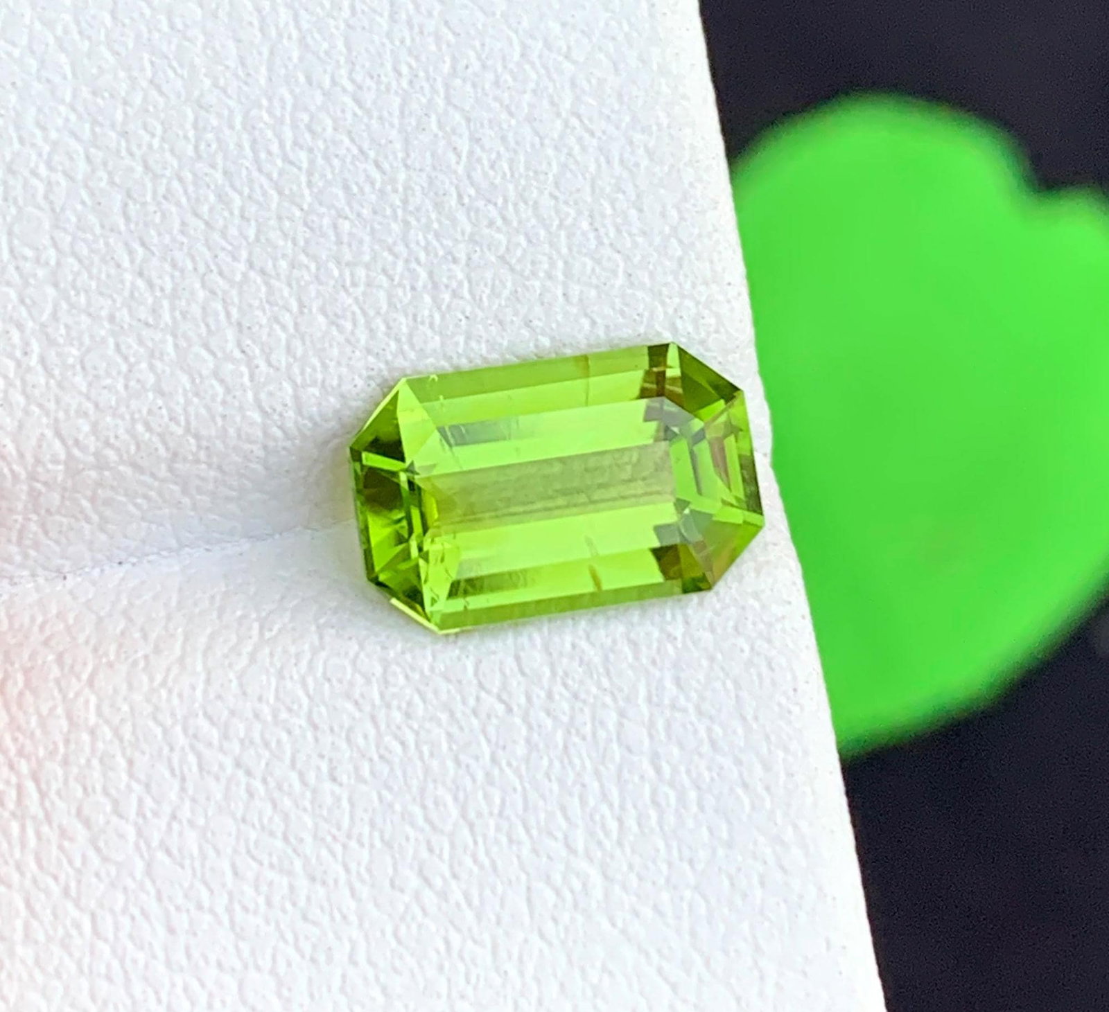 Emerald Cut Peridot Gemstone: Natural August Birthstone, Pakistan Origin - 4