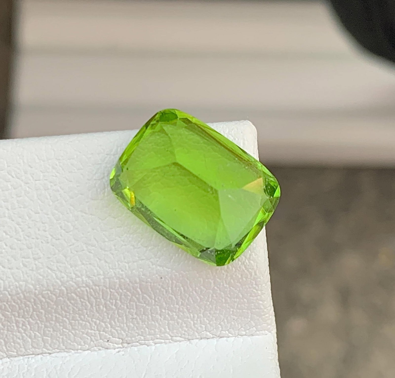 Cushion Cut Peridot Gemstone: Natural August Birthstone, Pakistan (5.90 carats): Highlights Supplies for making crafts Materials: Gemstone: Peridot Natural Peridot Gemstones, Cushion Cut Peridot Loose Gemstone From Pakistan, August Birthstone weight : 5.90 carat Dimensions : 12 * 