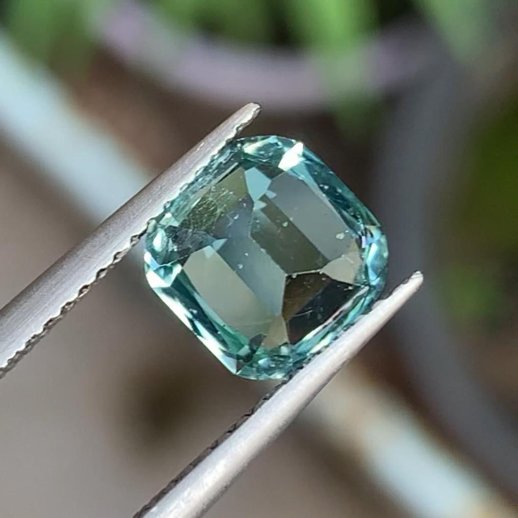 Natural Aqua Green Tourmaline Gemstone Cushion Cut For Jewelry Making From Afghanistan - 2.965 Carat - 3