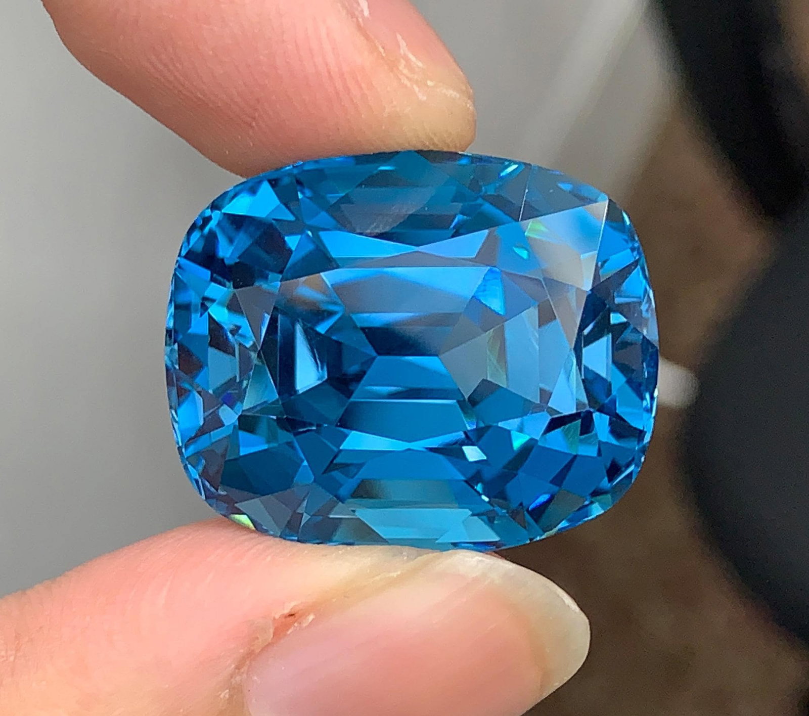 Certified Natural London Blue Topaz Gemstone, 69.24 Ct Cushion Cut Collector Stone - 6
