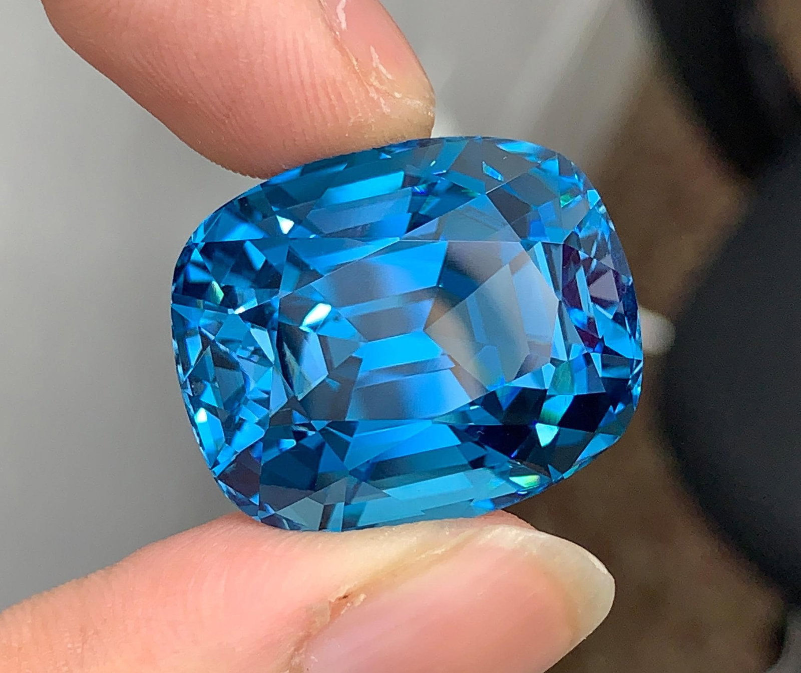 Certified Natural London Blue Topaz Gemstone, 69.24 Ct Cushion Cut Collector Stone - 7