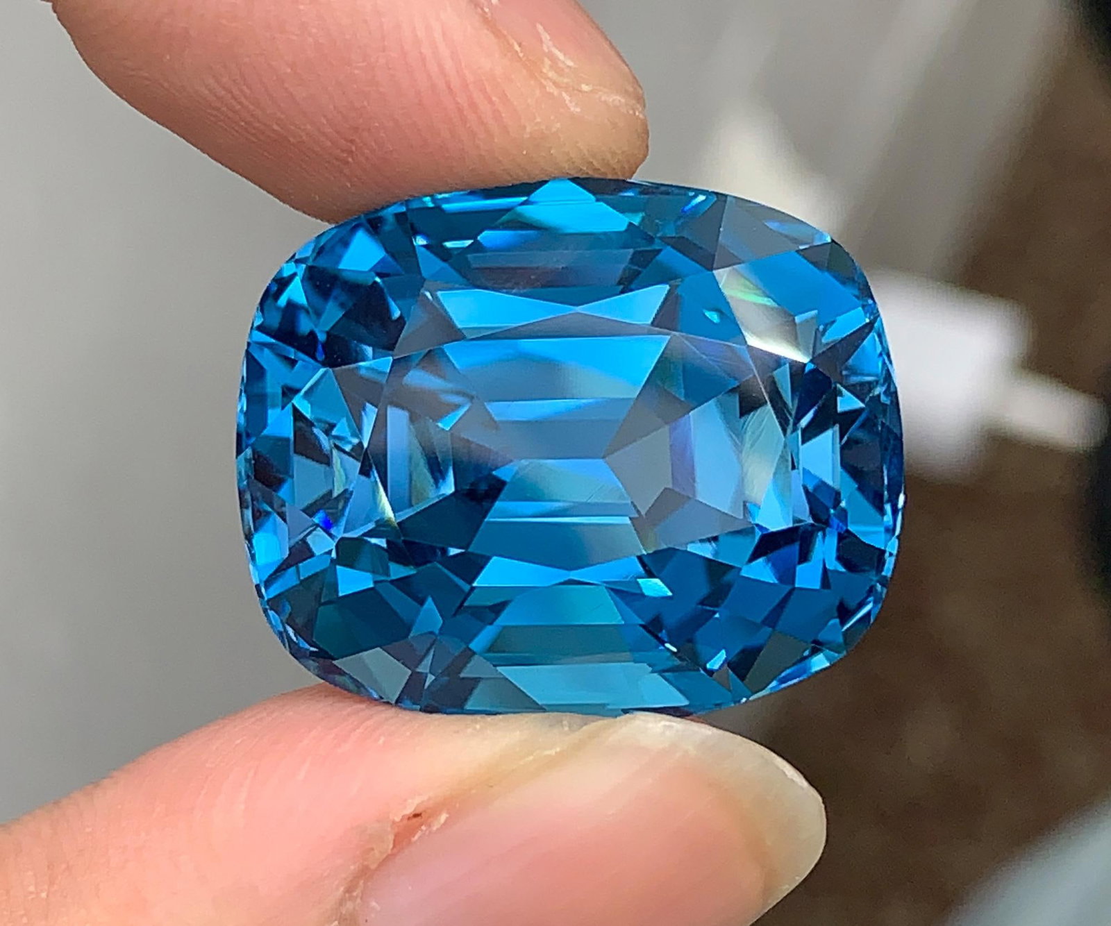 Certified Natural London Blue Topaz Gemstone, 69.24 Ct Cushion Cut Collector Stone - 9