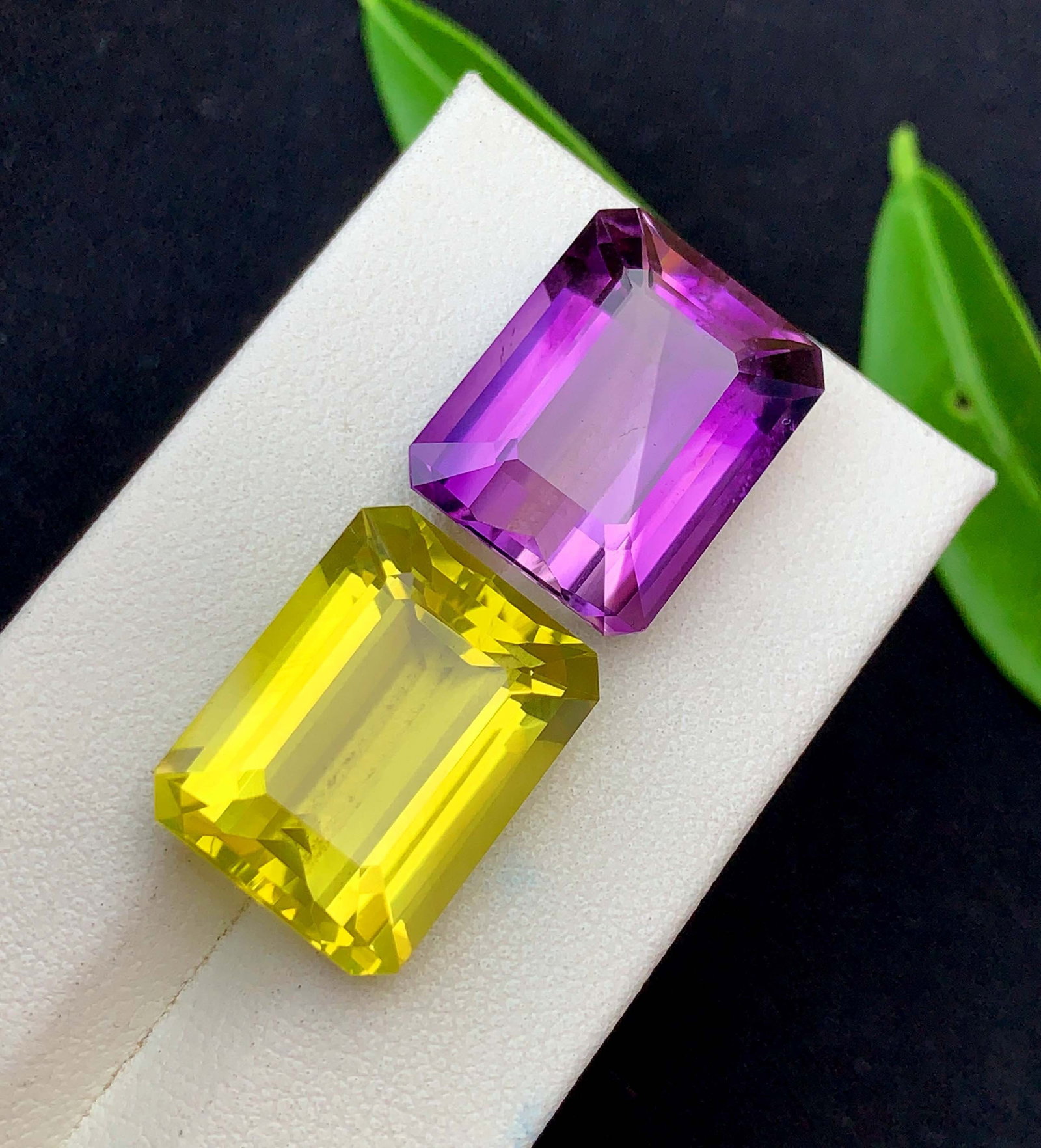 Amethyst Citrine Gemstone Pair: Fancy Cut February Birthstone, 30.60 Carat - 2