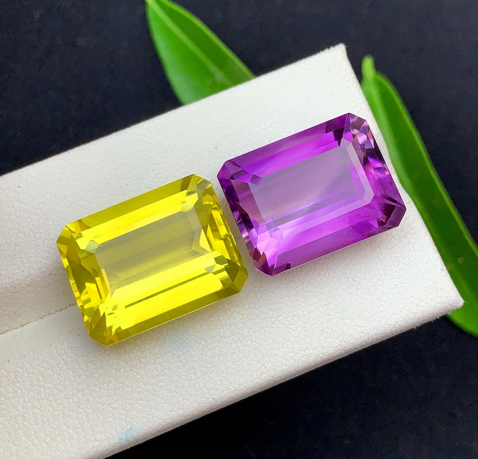 Amethyst Citrine Gemstone Pair: Fancy Cut February Birthstone, 30.60 Carat - 3