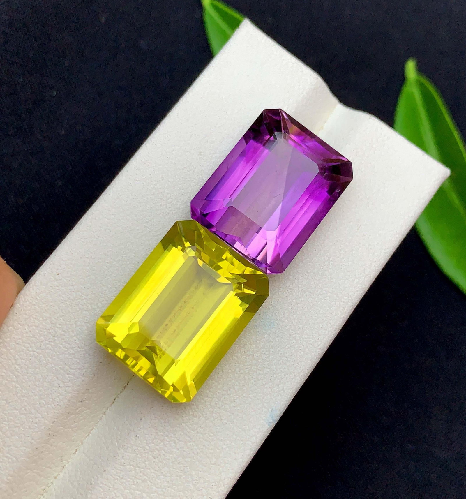 Amethyst Citrine Gemstone Pair: Fancy Cut February Birthstone, 30.60 Carat - 4
