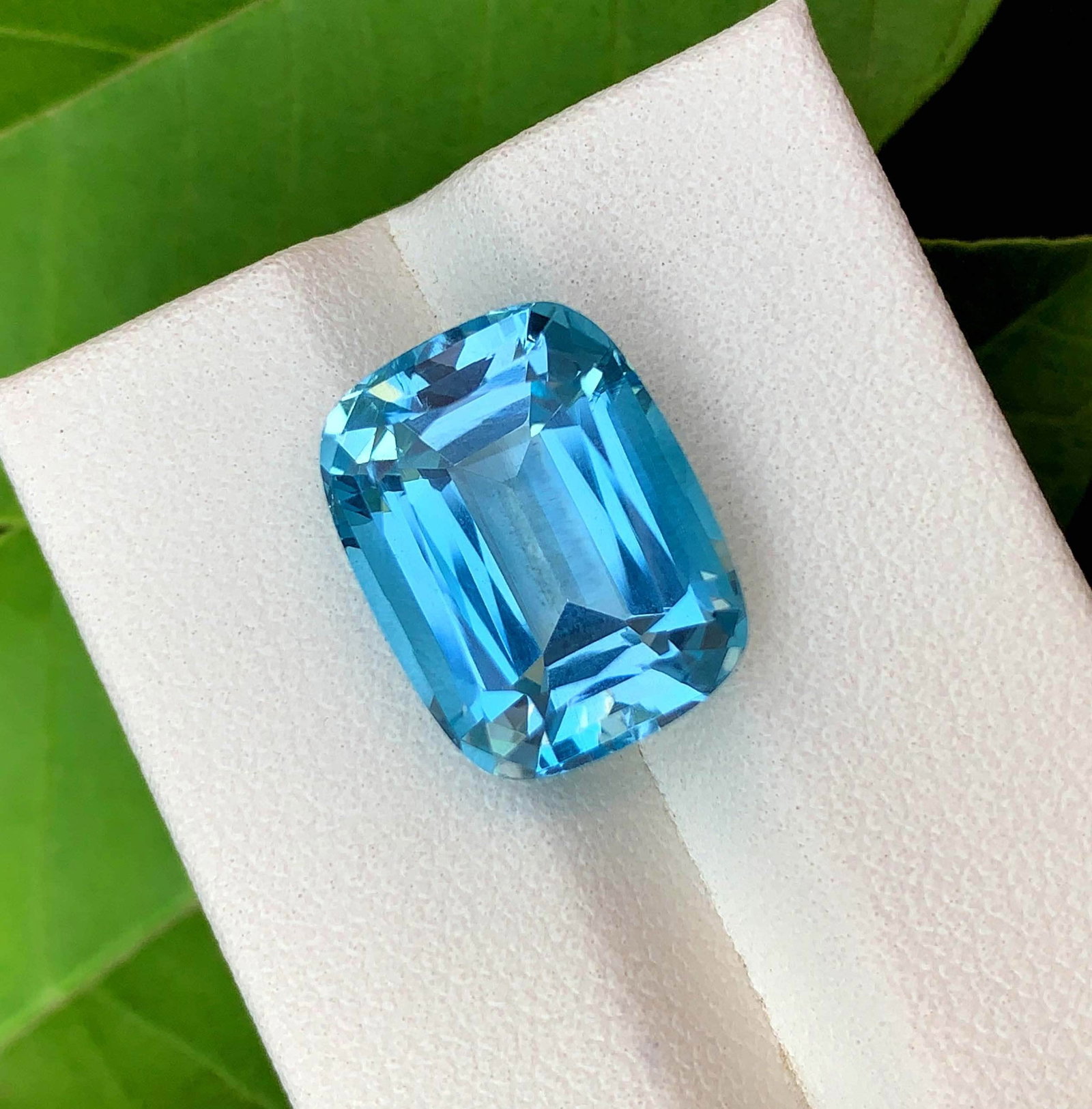 Natural Swiss Blue Topaz Gemstone: 12.95 Carat Cushion Cut - 2