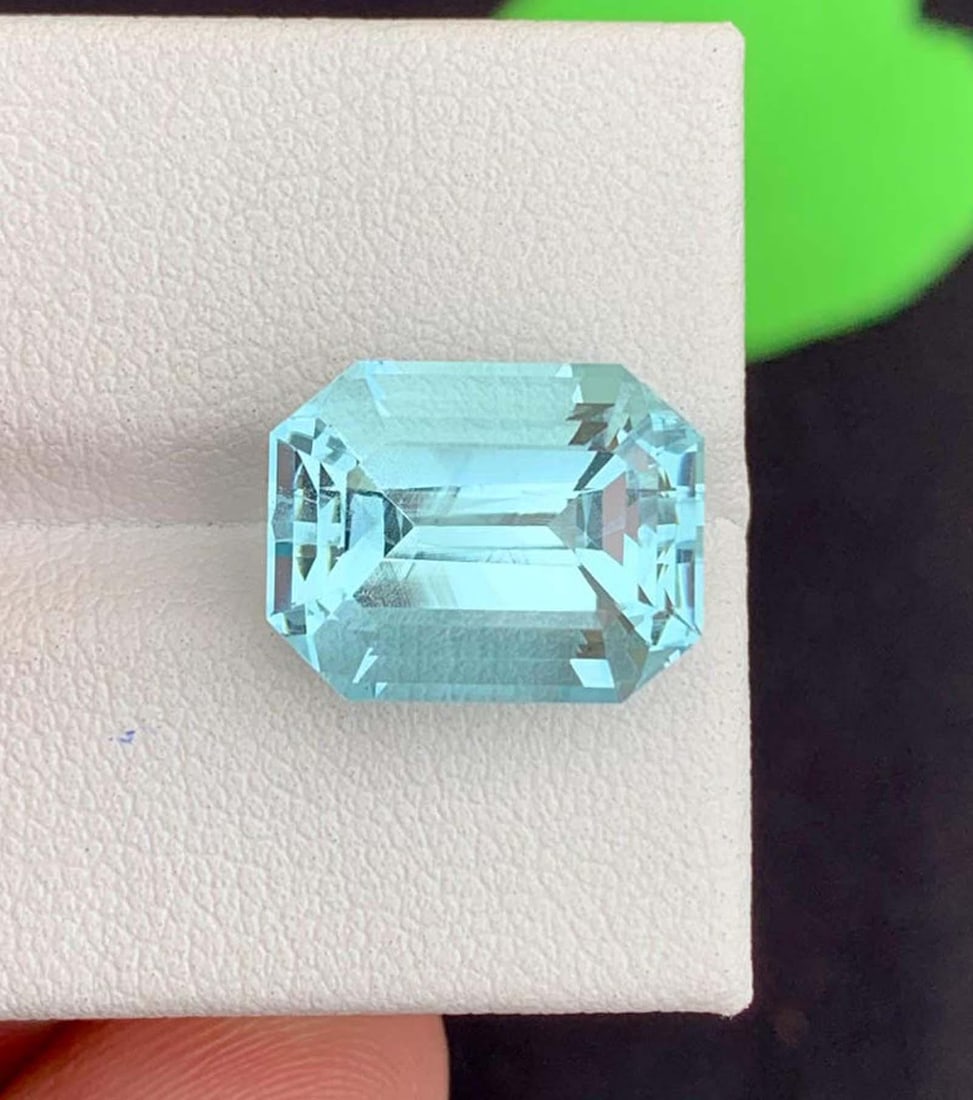 Emerald Cut Aquamarine Gemstone: 8.38 Carat March Birthstone - 3