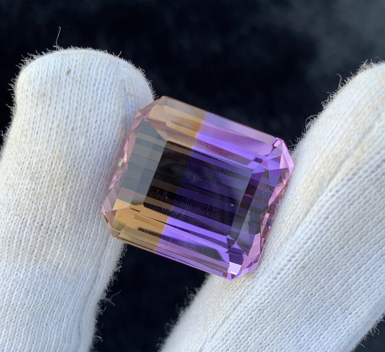 41.10 CT Bi Color Ametrine Gemstone: Long Emerald Cut, Eye Clean - 2