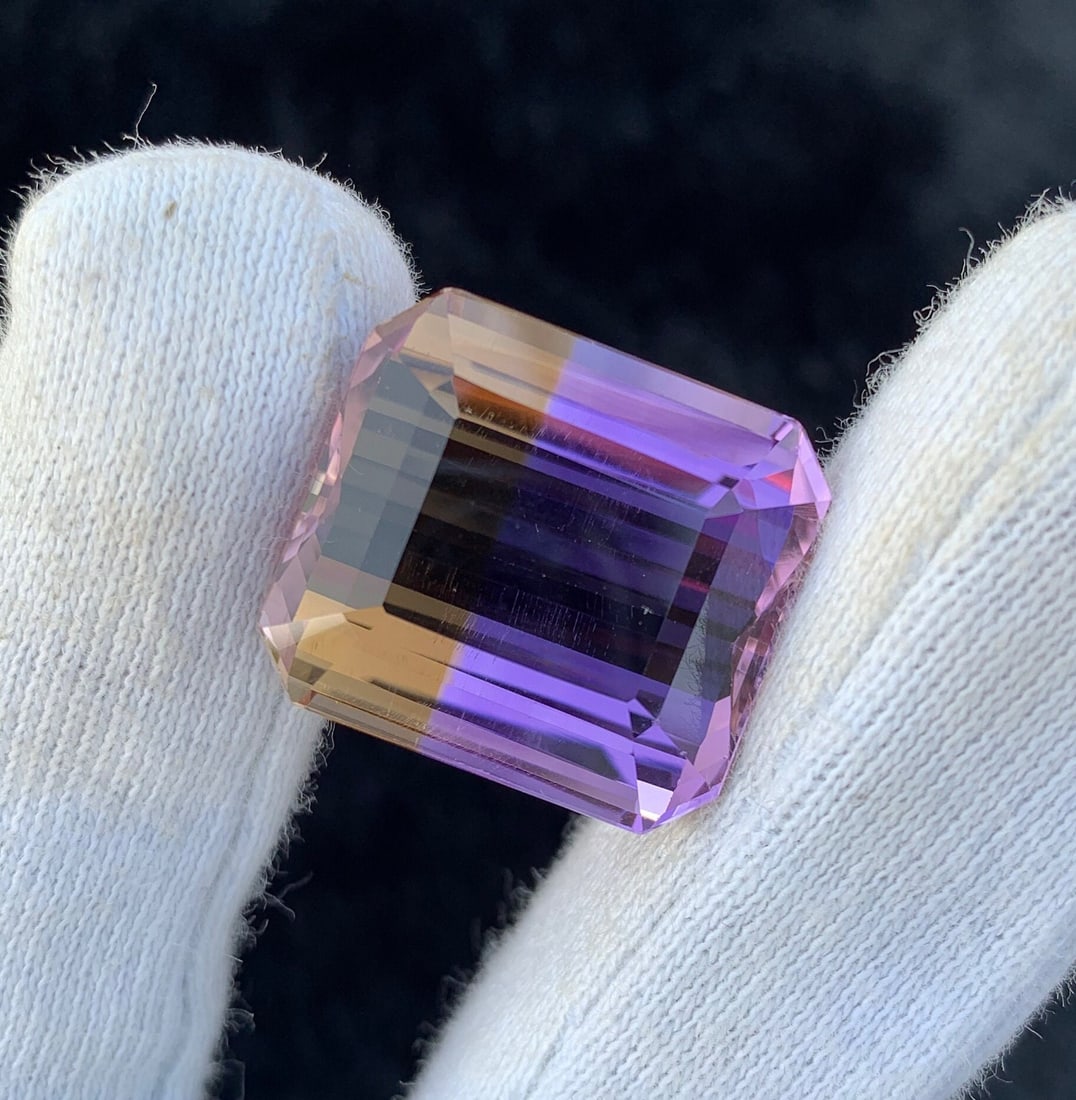 41.10 CT Bi Color Ametrine Gemstone: Long Emerald Cut, Eye Clean - 3