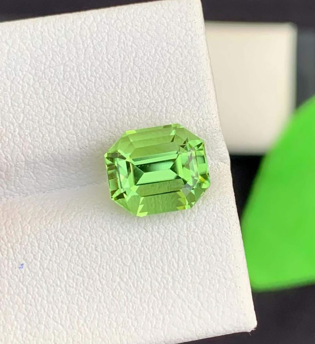 Natural Peridot Gemstones, Top Color Emerald Cut Peridot Loose Gemstone From Pakistan, August - 3