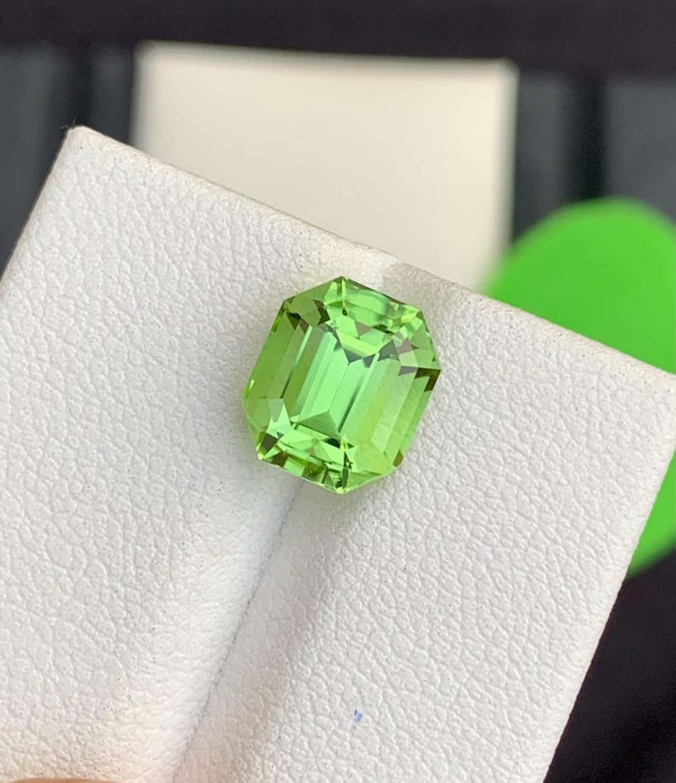 Natural Peridot Gemstones, Top Color Emerald Cut Peridot Loose Gemstone From Pakistan, August - 5
