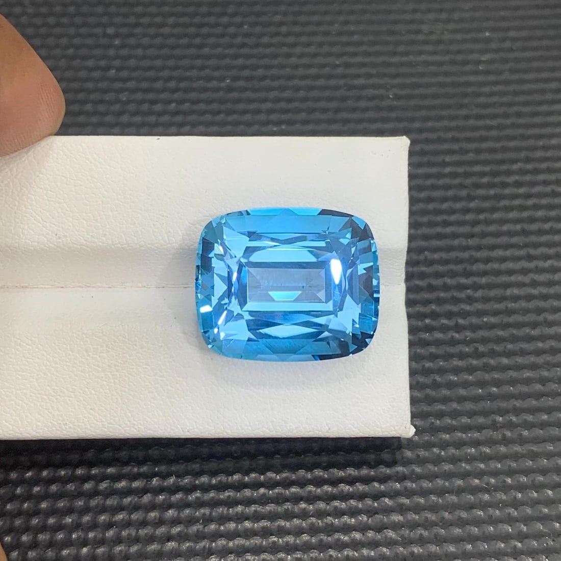 Swiss Blue Topaz Gemstone: 35.65 Carat Cushion Cut, Eye Clean - 2
