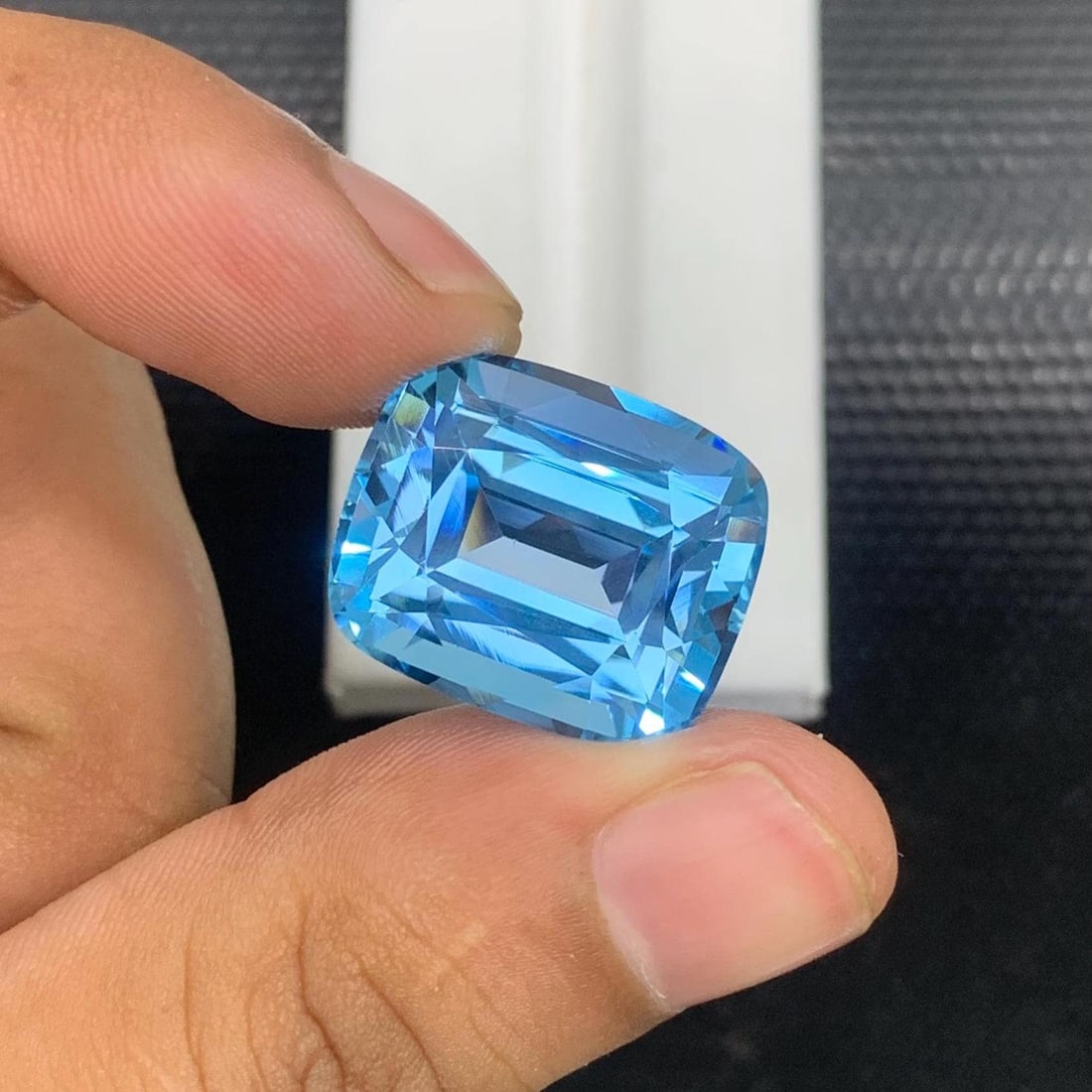 Swiss Blue Topaz Gemstone: 35.65 Carat Cushion Cut, Eye Clean - 3