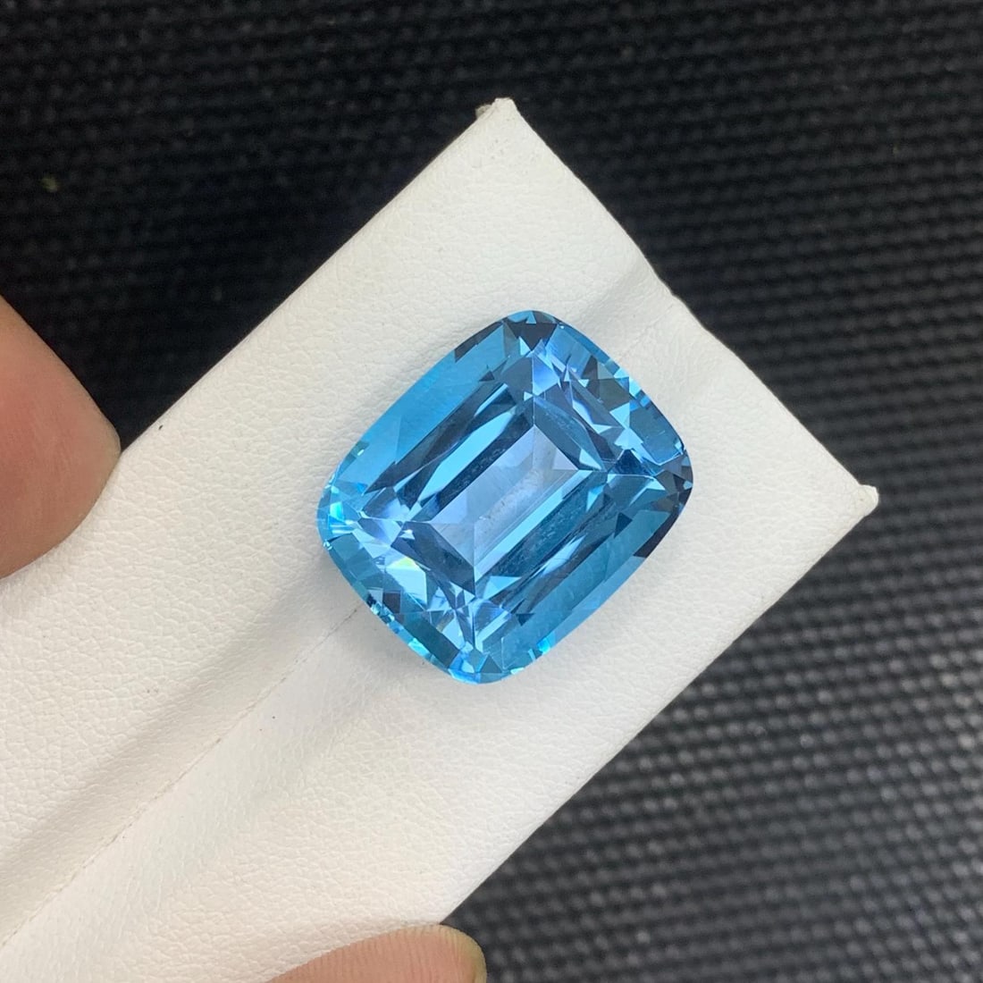 Swiss Blue Topaz Gemstone: 35.65 Carat Cushion Cut, Eye Clean - 4