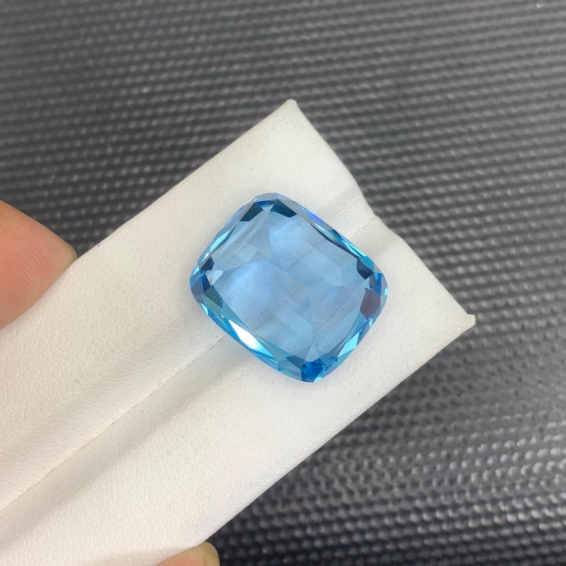 Swiss Blue Topaz Gemstone: 35.65 Carat Cushion Cut, Eye Clean - 7