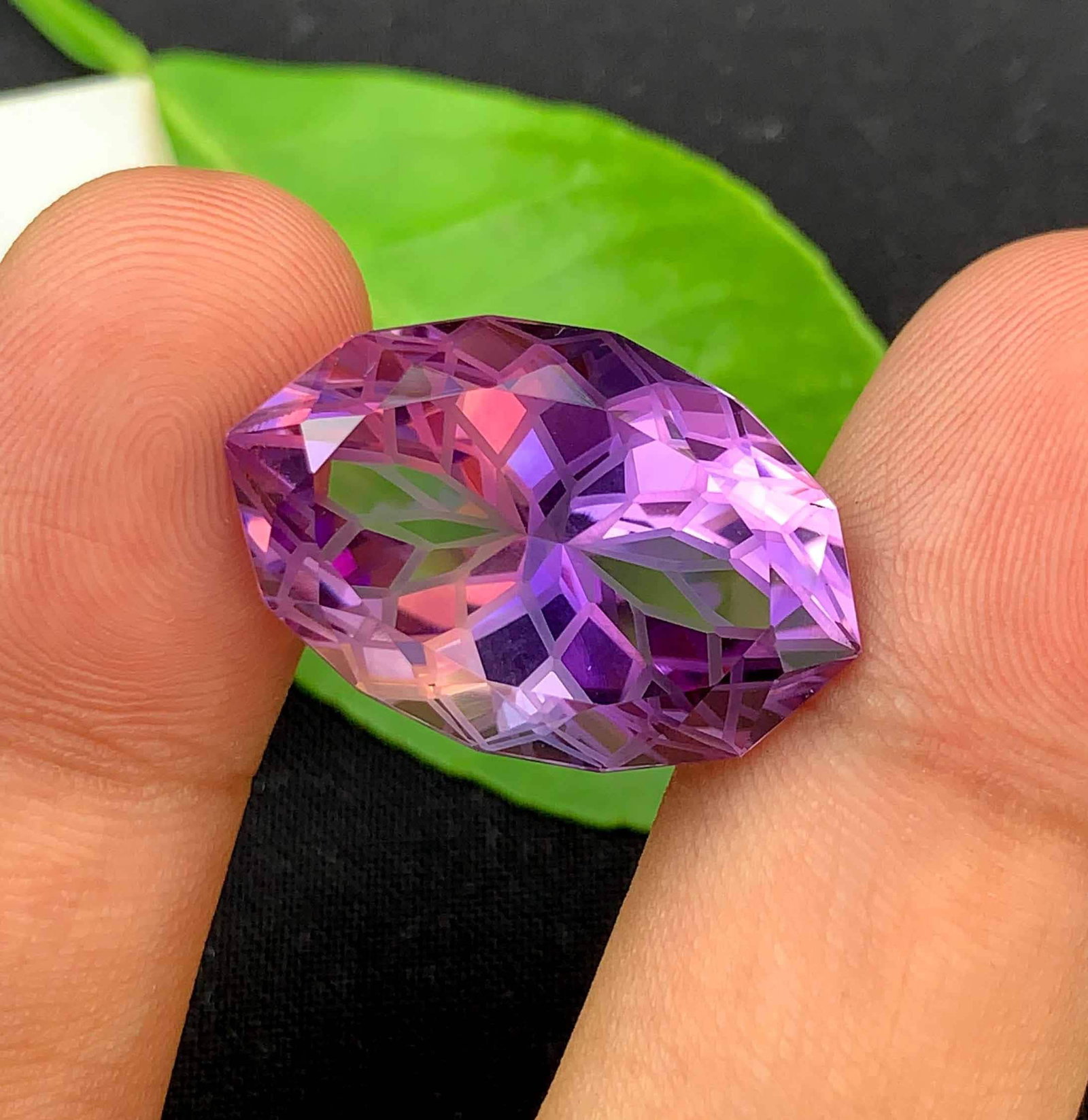 Natural Amethyst Gemstone: Flower Fish Eye Cut, February Birthstone (27.20 Carats) - 2