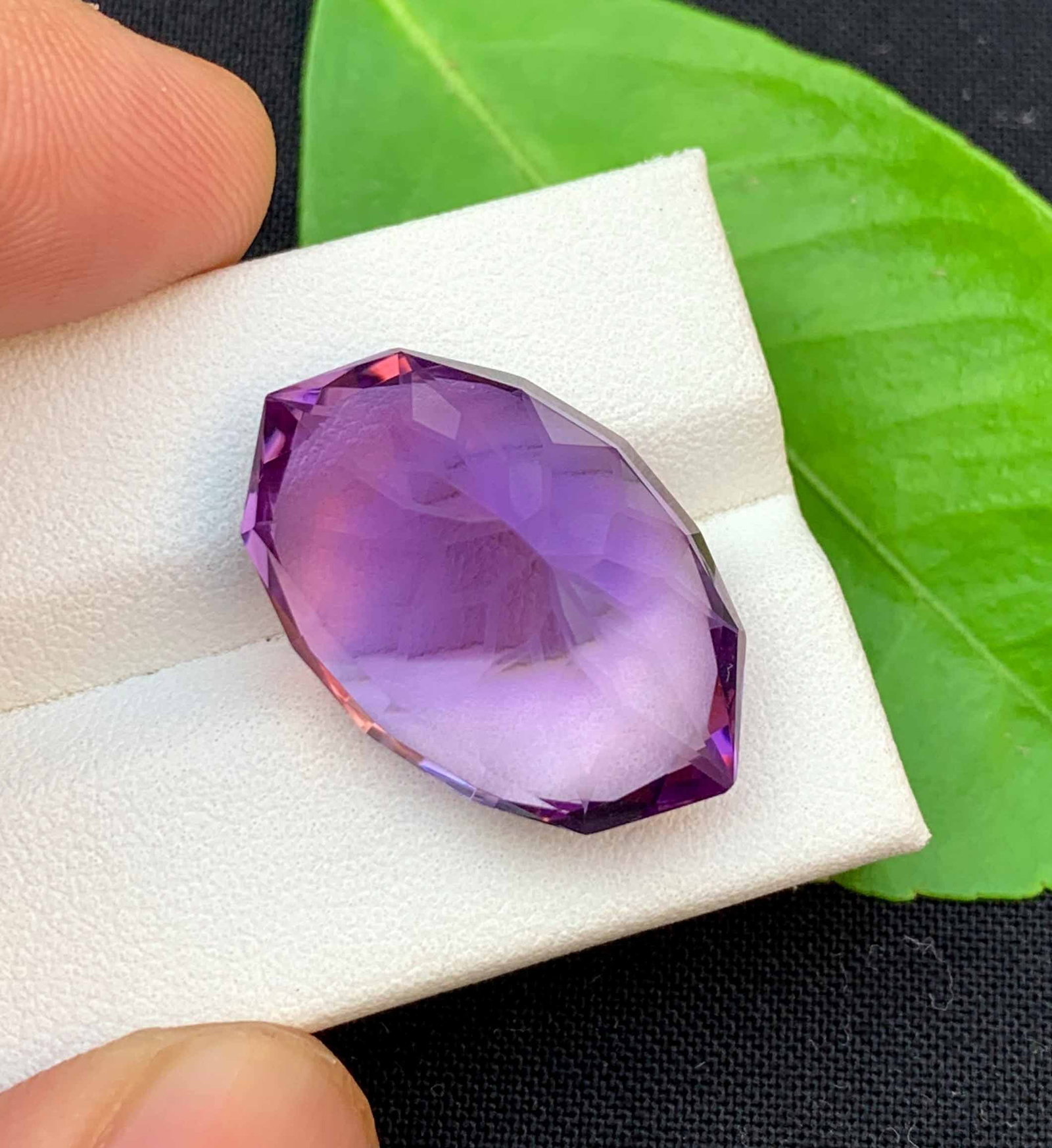 Natural Amethyst Gemstone: Flower Fish Eye Cut, February Birthstone (27.20 Carats) - 3